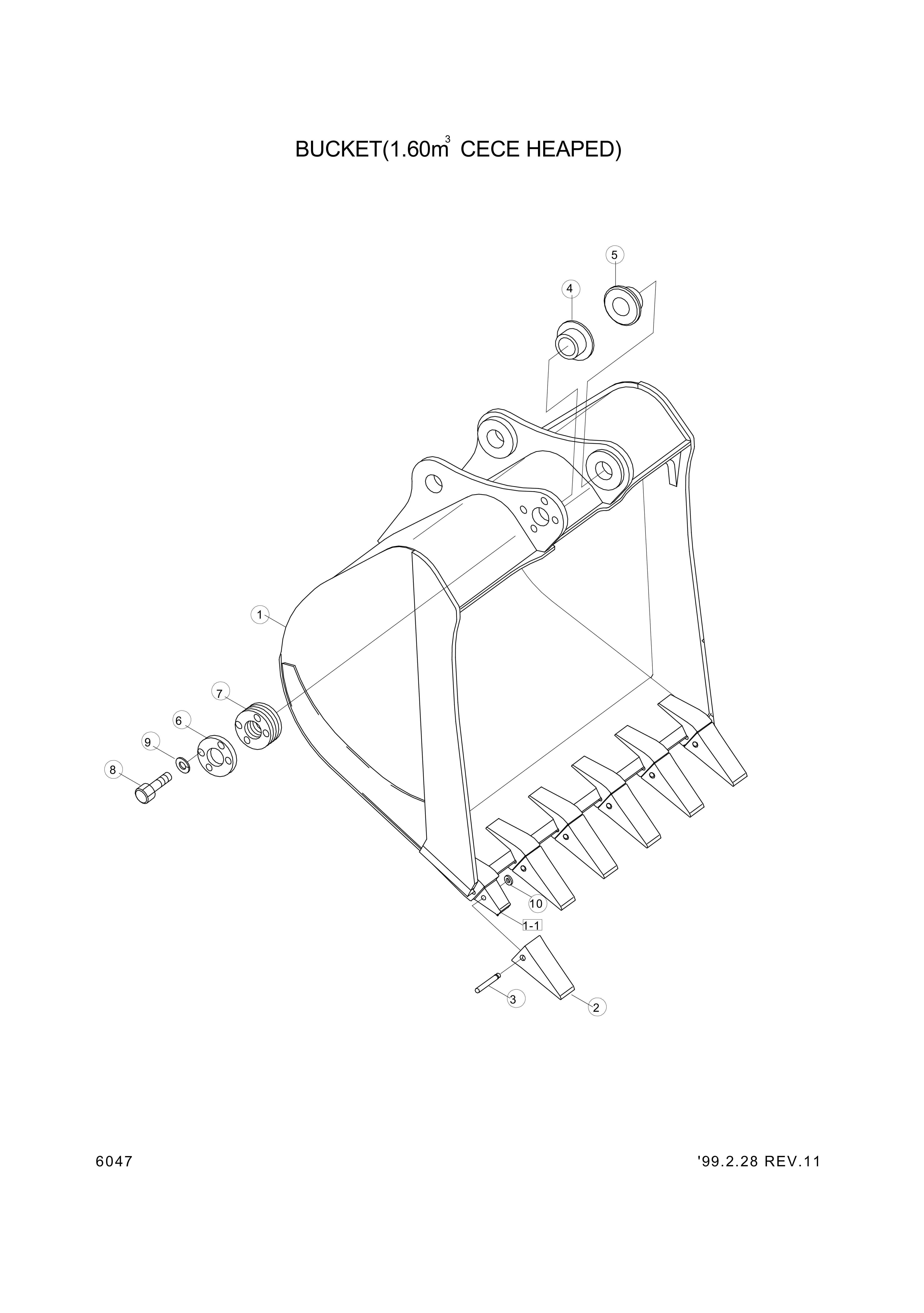 drawing for Hyundai Construction Equipment 61E9-1127 - BUSHING-PIN