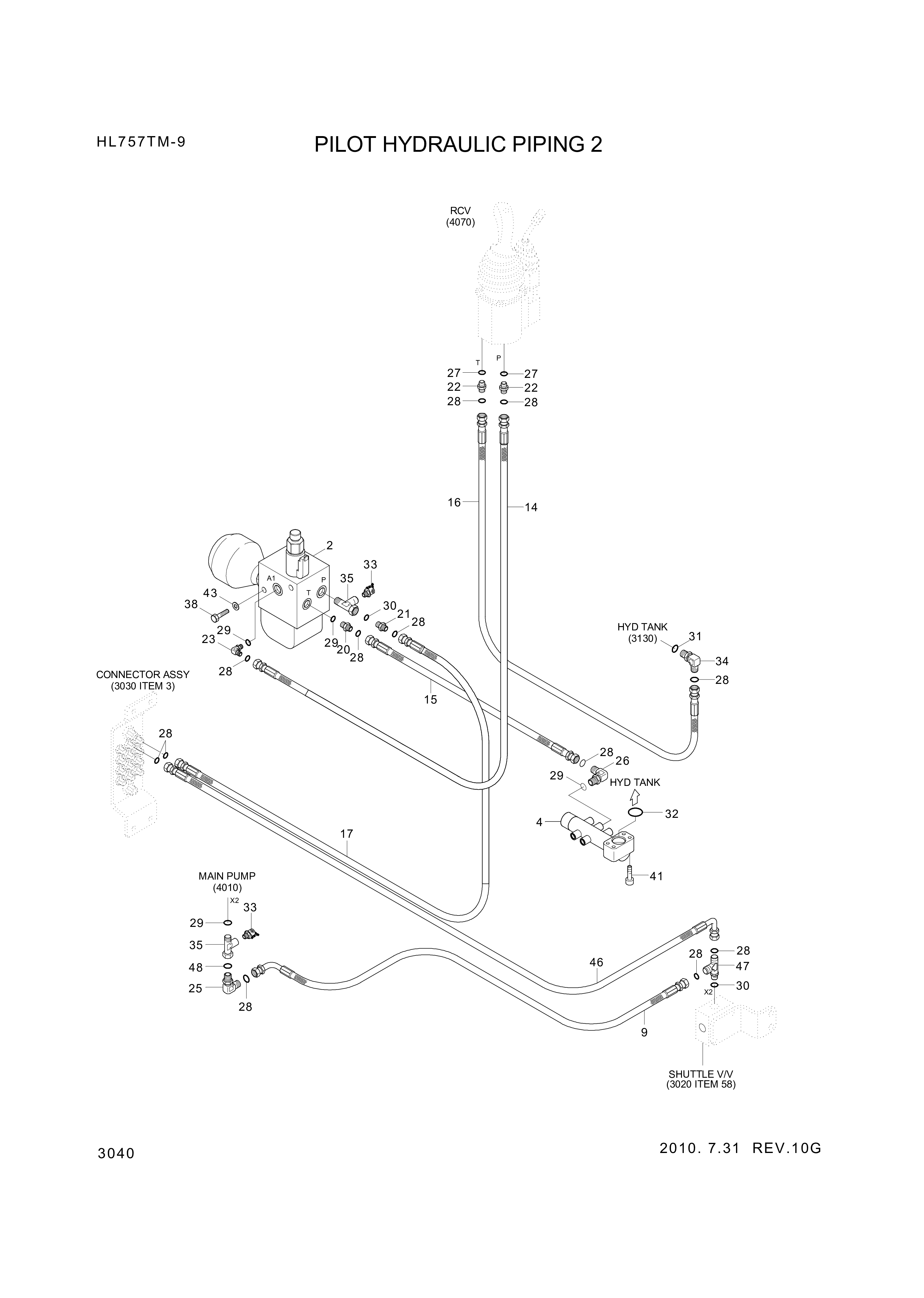 Technical drawing of Hyundai Construction Equipment P930-066027 HOSE ASSY-ORFS&amp;THD with dimensions and layout (figure 2)