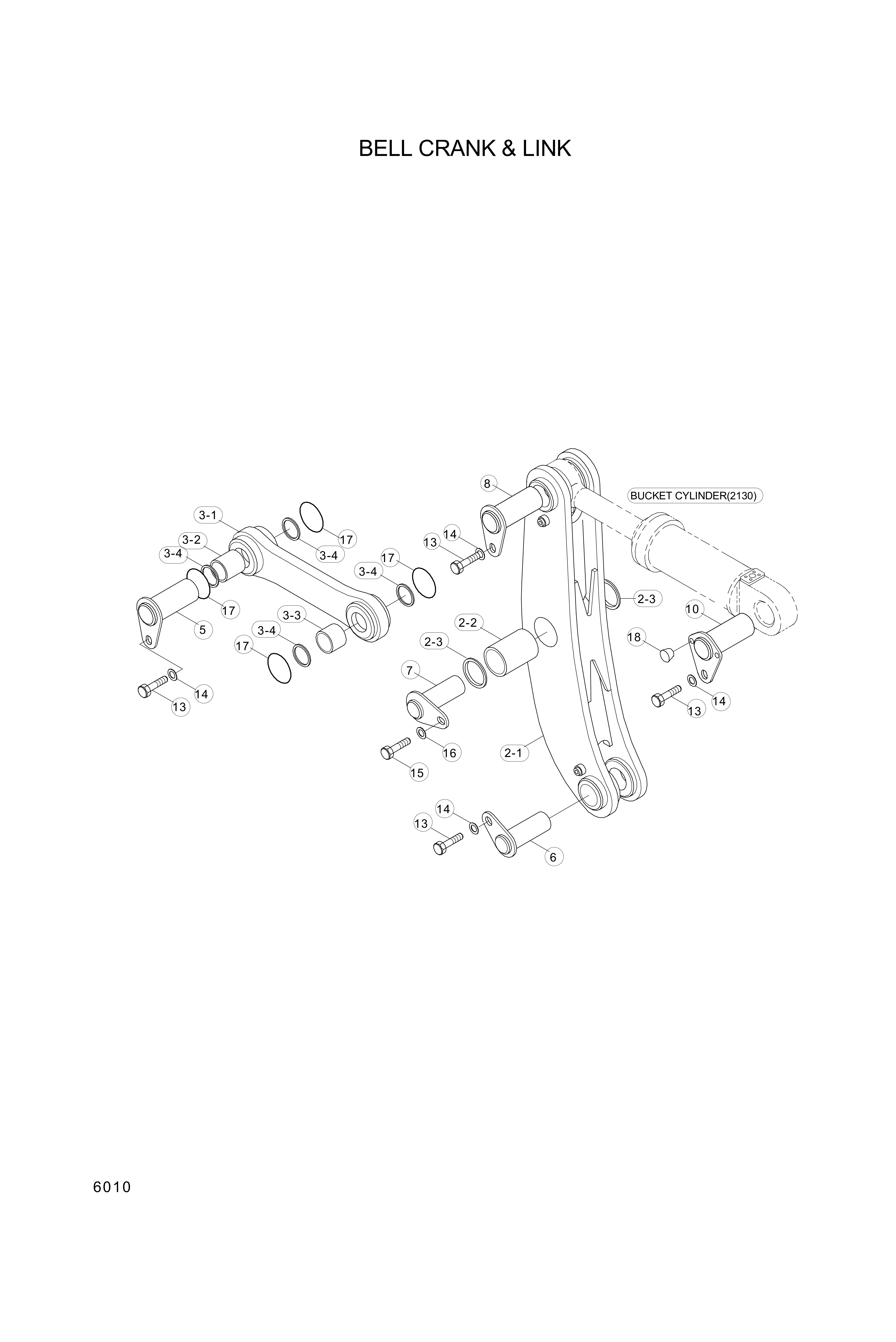 drawing for Hyundai Construction Equipment 64L1-00411 - BELLCRANK ASSY