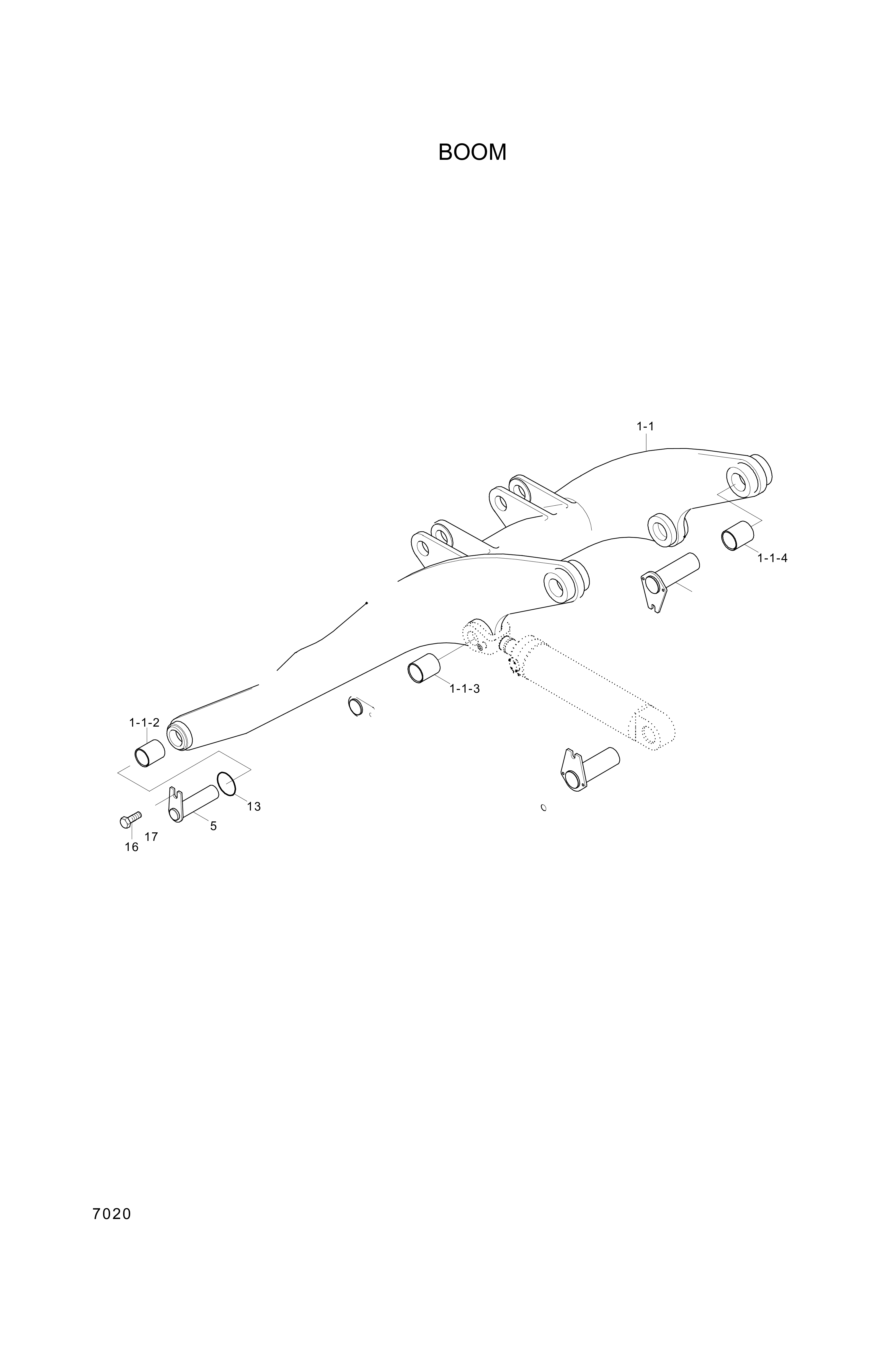 Technical drawing of Hyundai Construction Equipment 61L6-00650 PIN-JOINT with dimensions and layout (figure 2)