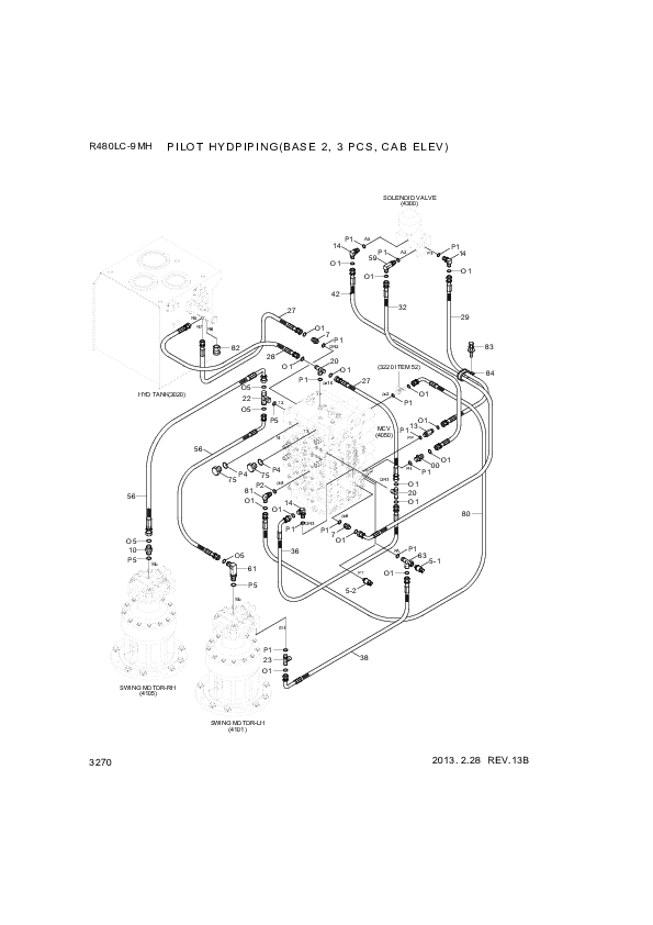 drawing for Hyundai Construction Equipment P930-042053 - HOSE ASSY-ORFS&THD