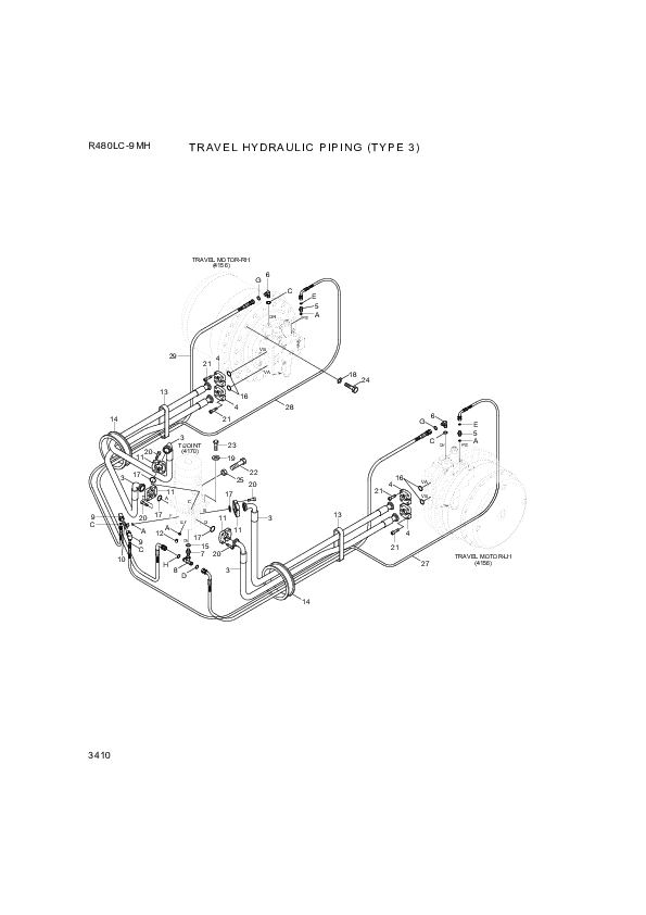 drawing for Hyundai Construction Equipment P933-042077 - HOSE ASSY-ORFS&THD