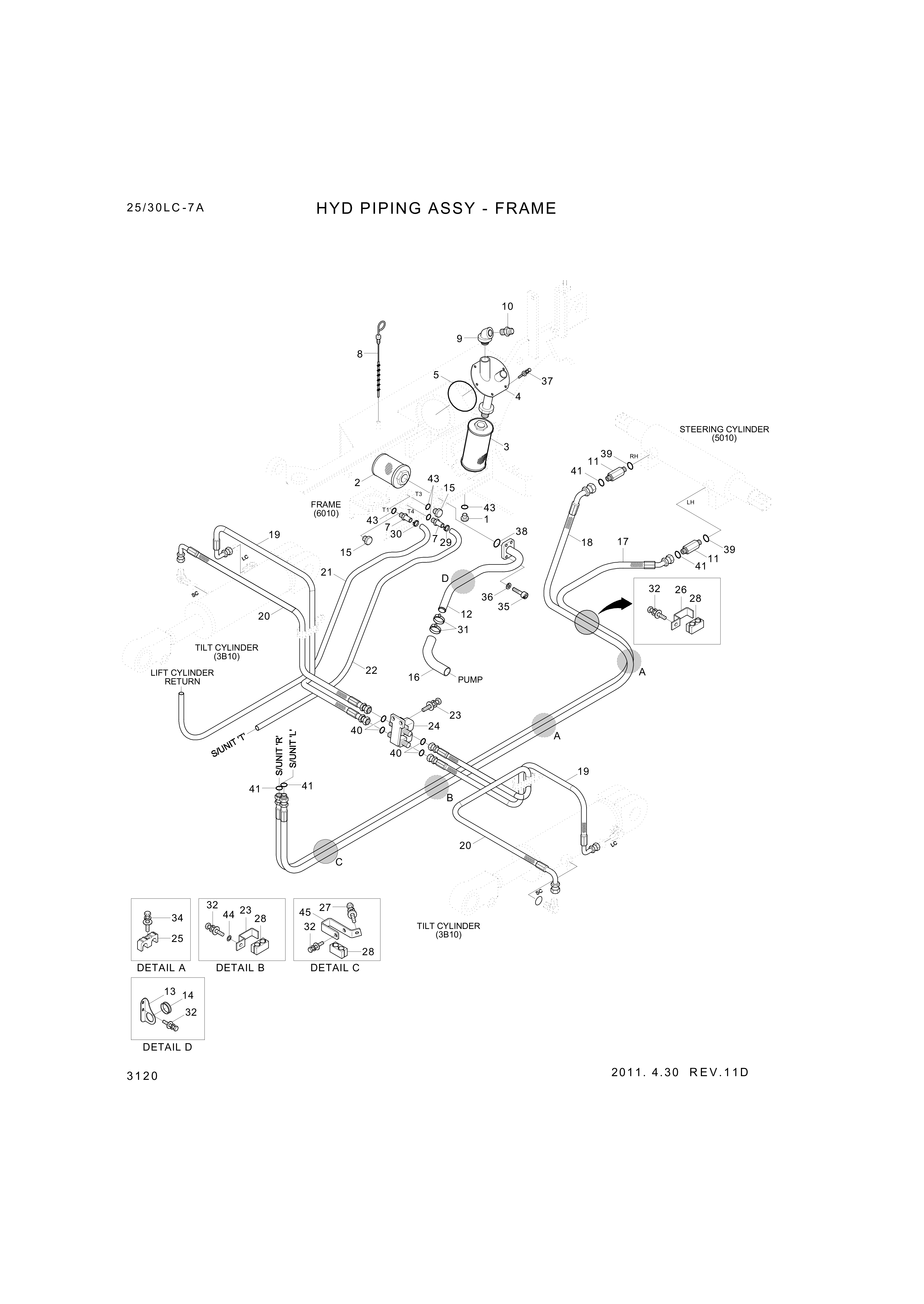 Technical drawing of Hyundai Construction Equipment 35HC-20040 CLAMP-HOSE with dimensions and layout (figure 4)