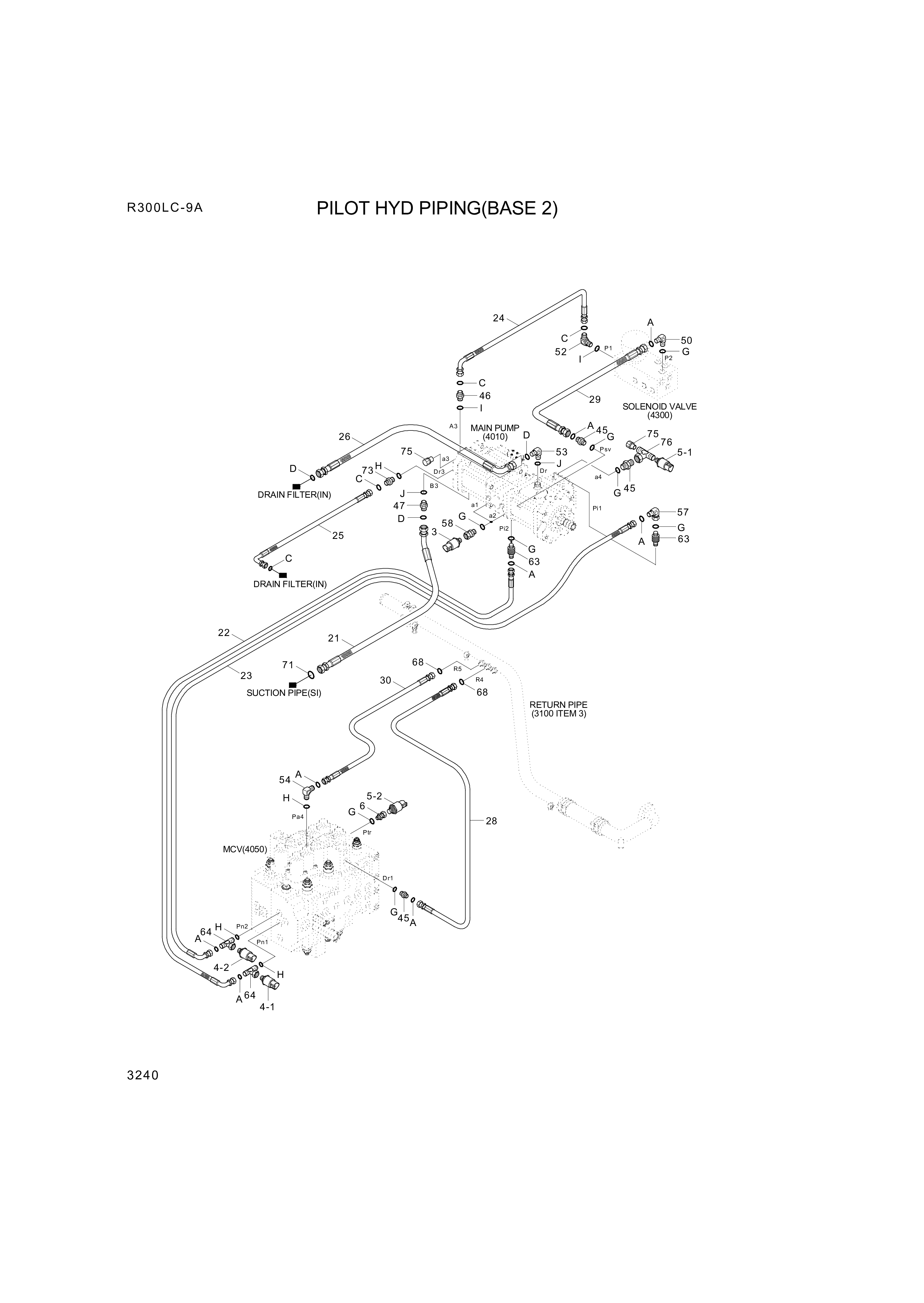 Technical drawing of Hyundai Construction Equipment P930-043051 HOSE ASSY-ORFS&amp;THD with dimensions and layout