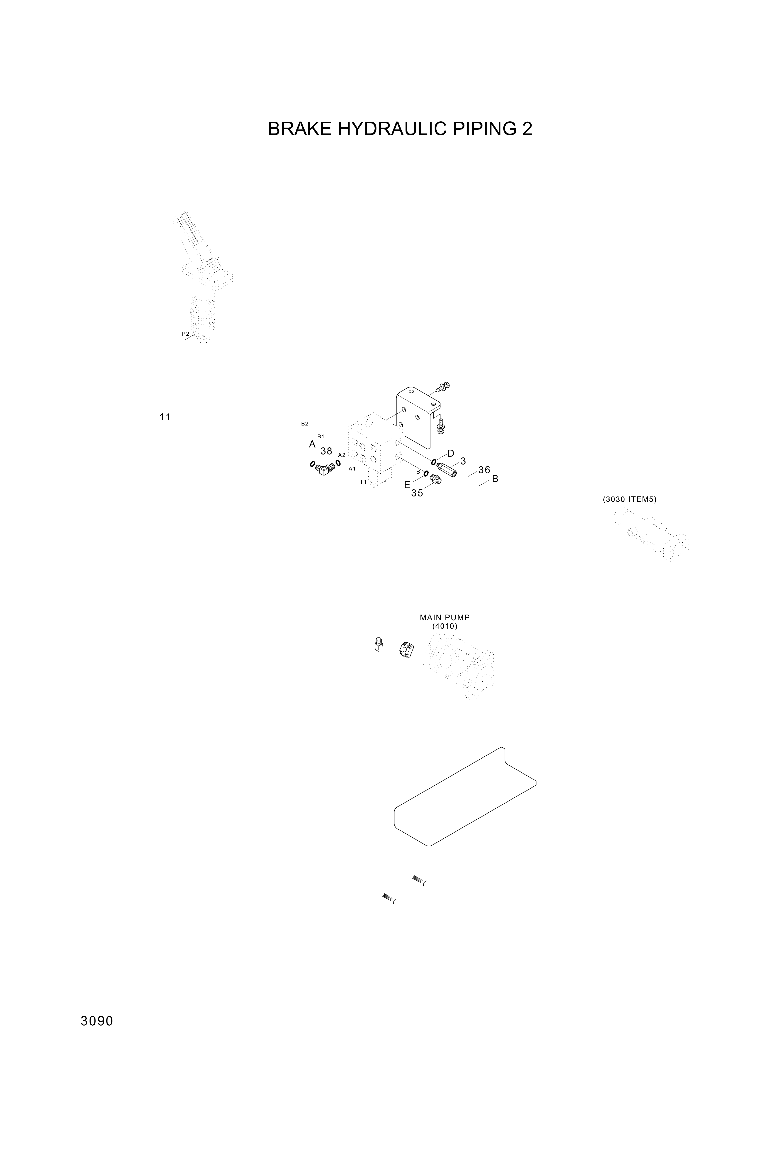 Technical drawing of Hyundai Construction Equipment P930-062021 HOSE ASSY-ORFS&amp;THD with dimensions and layout (figure 2)
