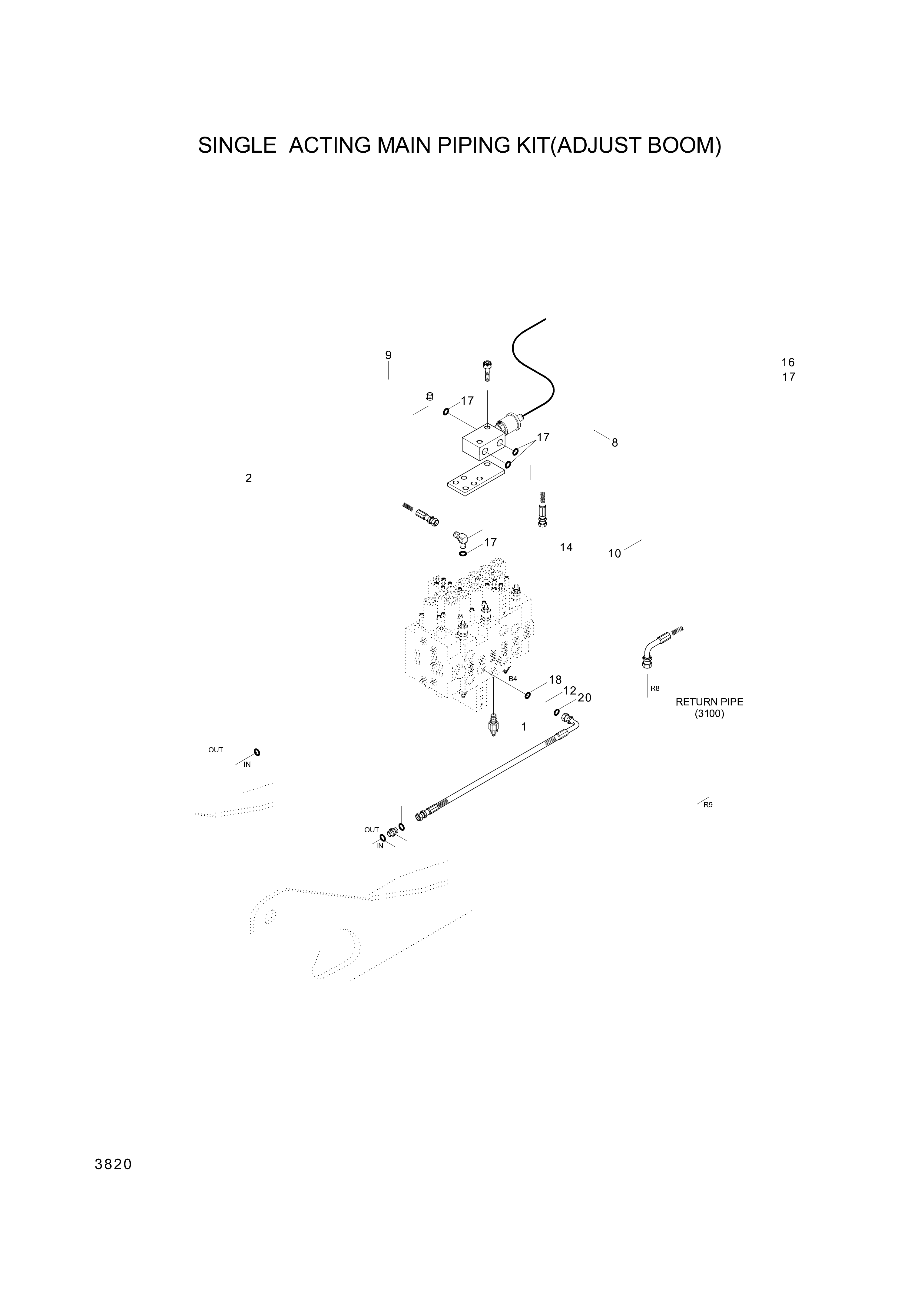 Technical drawing of Hyundai Construction Equipment P933-126015 HOSE ASSY-ORFS&amp;THD with dimensions and layout (figure 5)