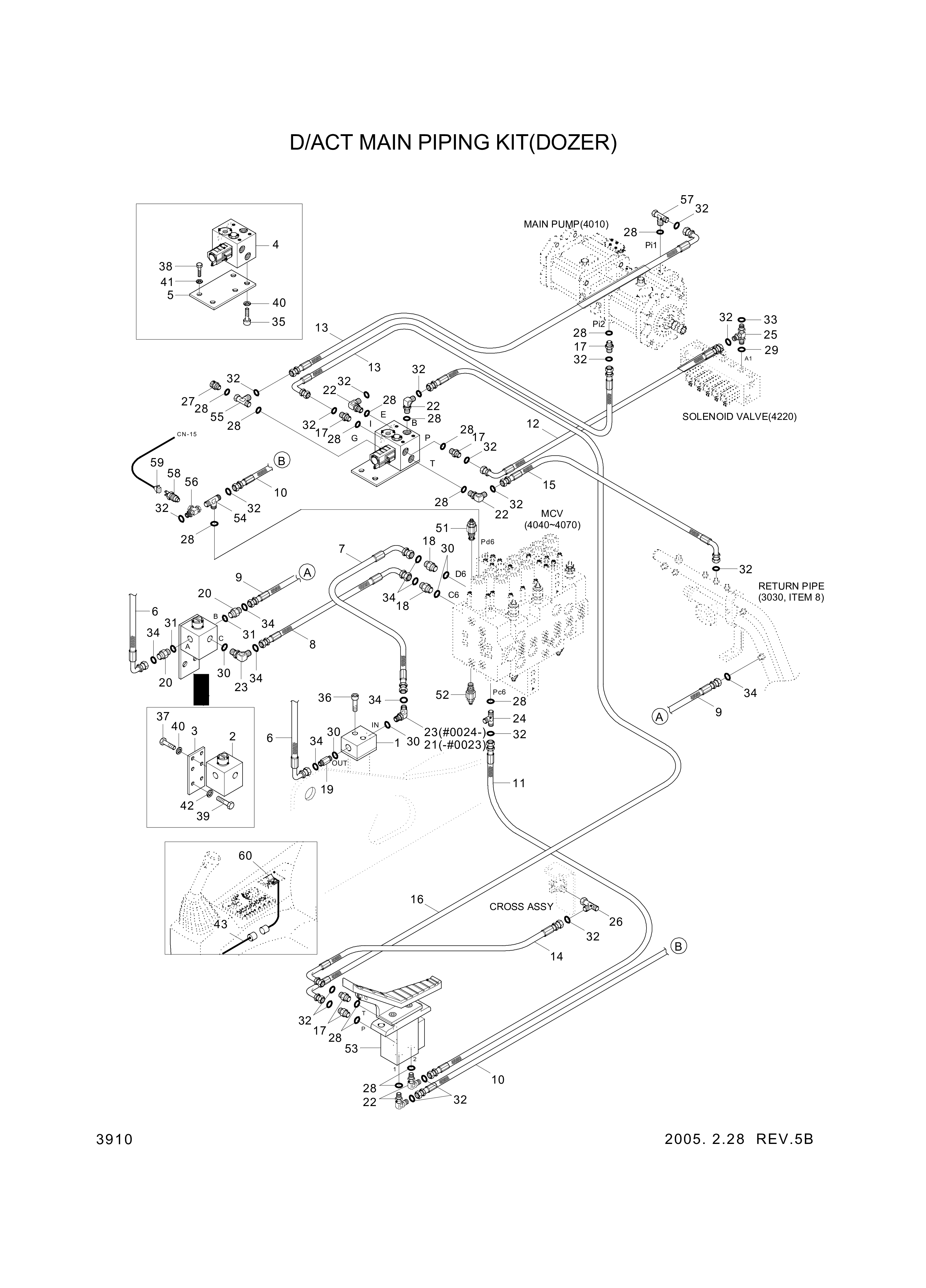 drawing for Hyundai Construction Equipment P930-042070 - HOSE ASSY-ORFS&THD