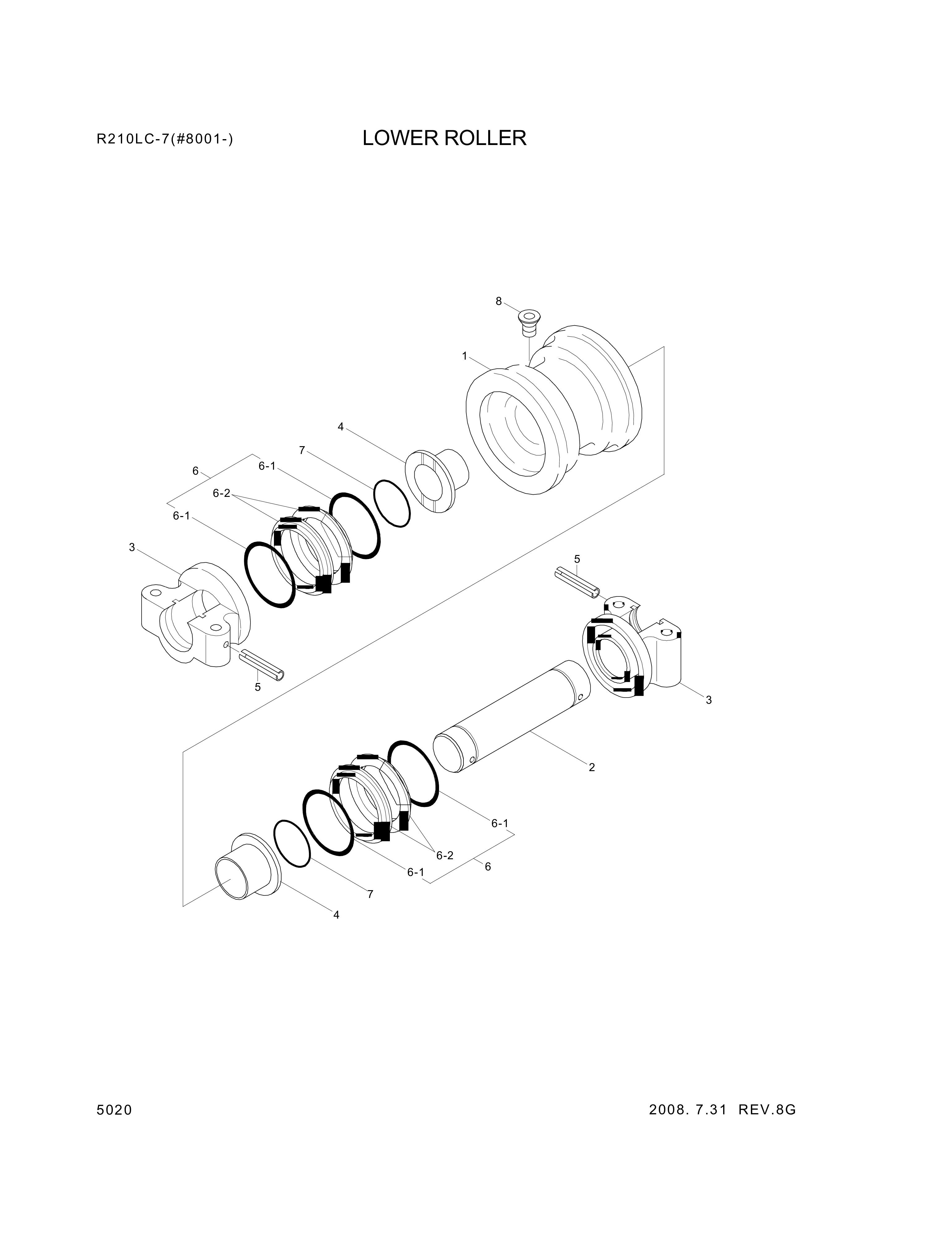 drawing for Hyundai Construction Equipment E181-2205 - SHAFT-ROLLER