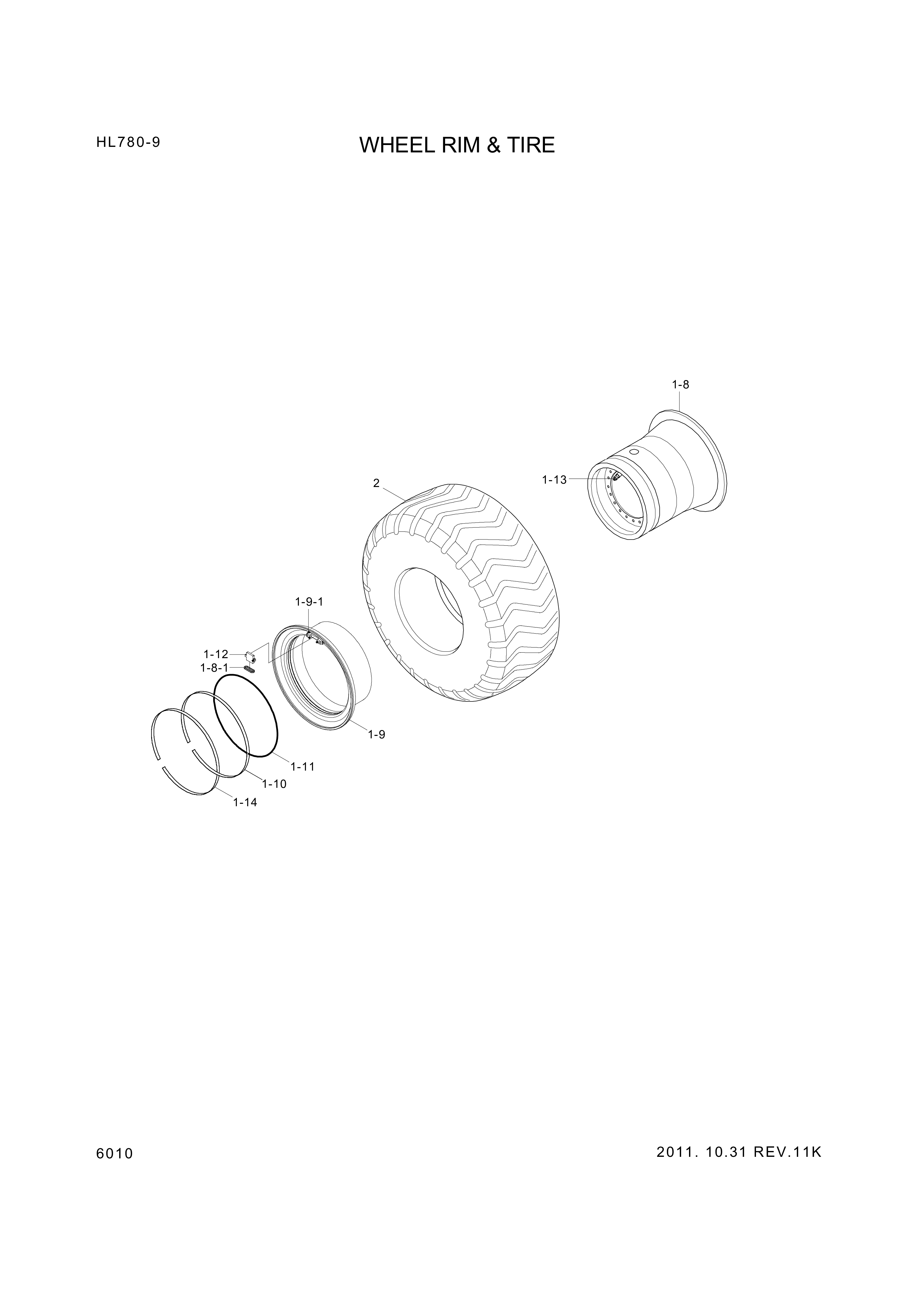 drawing for Hyundai Construction Equipment 81L6-01020 - TIRE-29.5X25X28PR