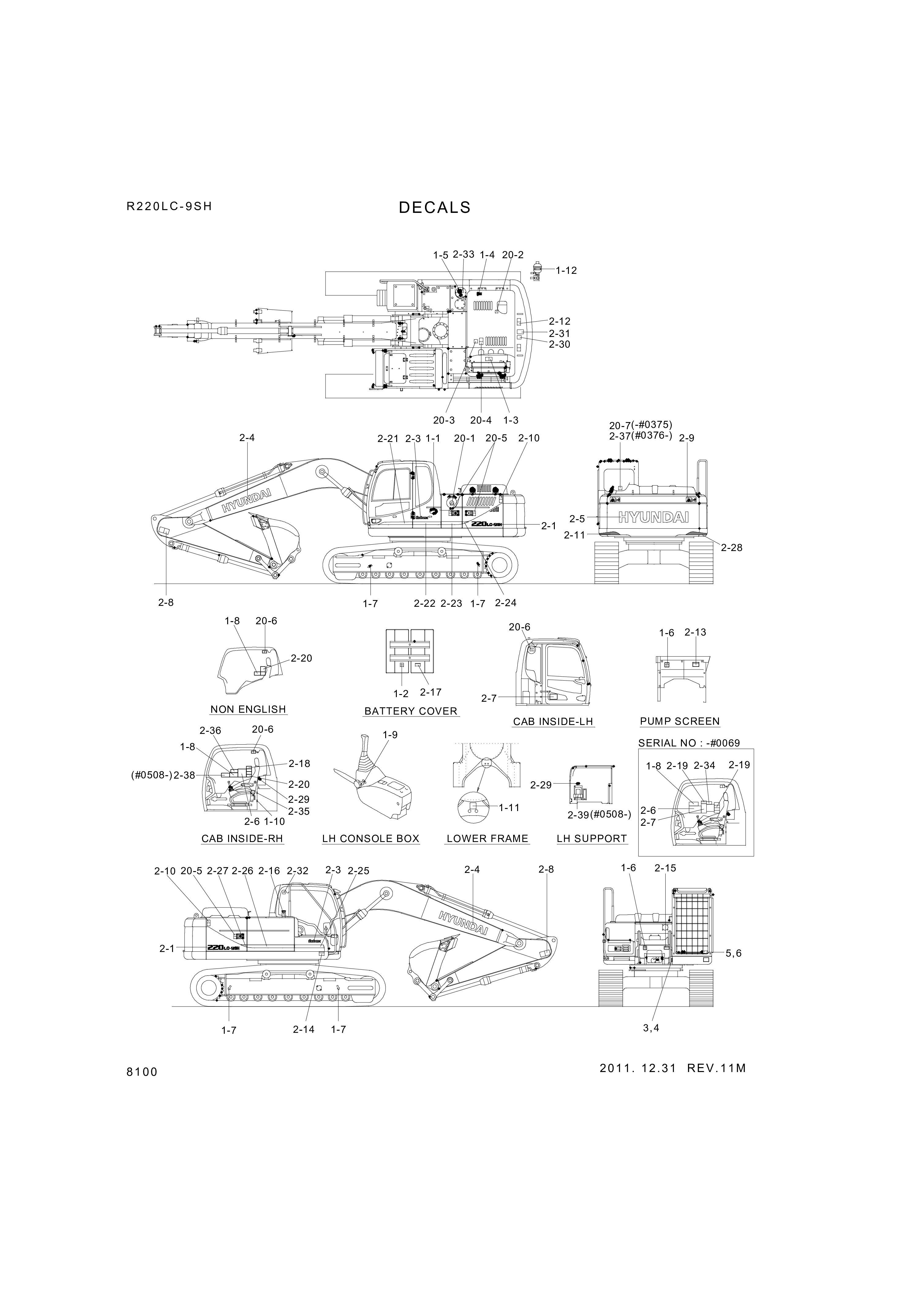 drawing for Hyundai Construction Equipment 97Q6-10800 - DECAL-SERVICE INSTRUCTION