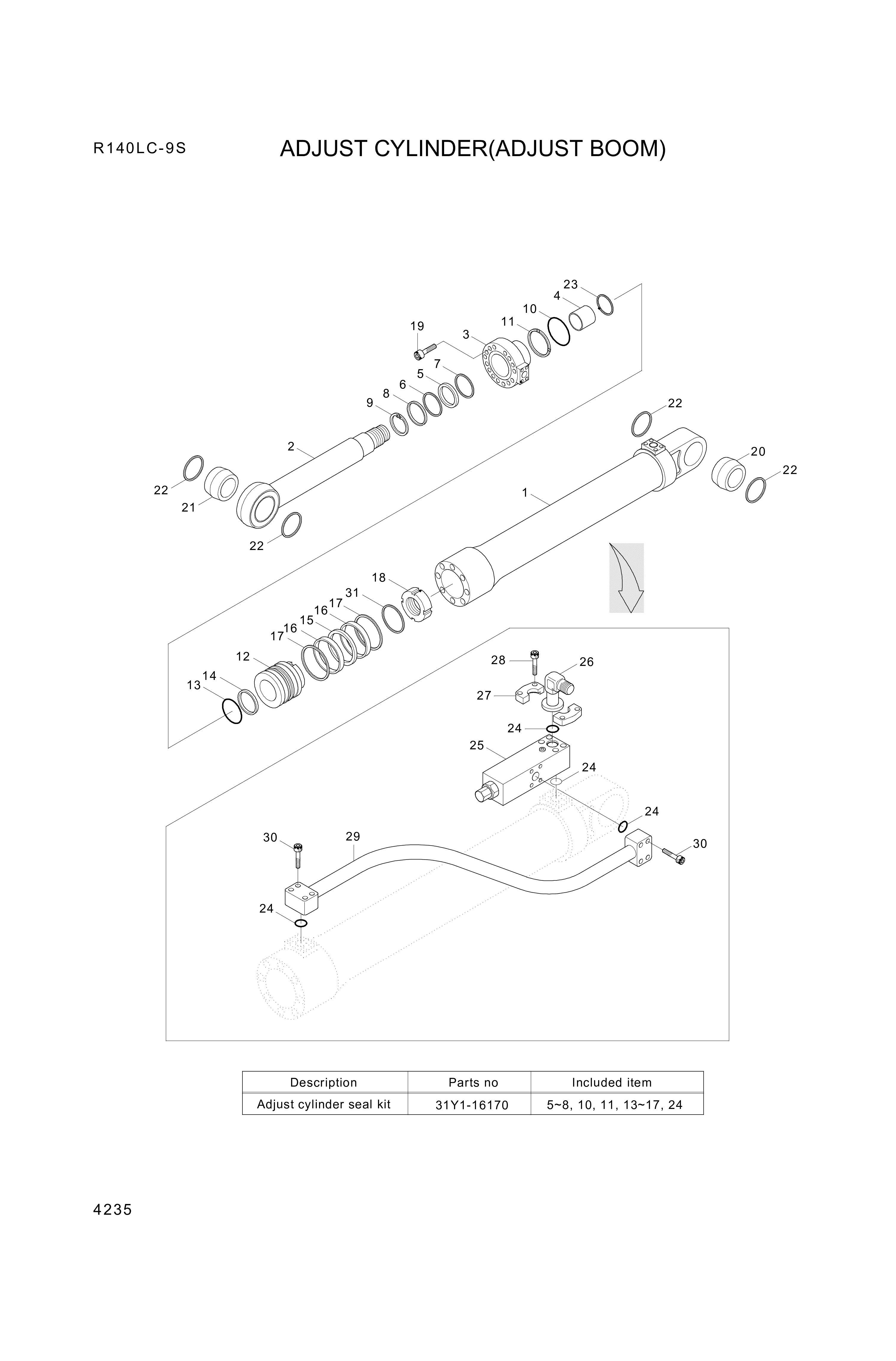 drawing for Hyundai Construction Equipment 61M9-90950 - BUSHING-PIN