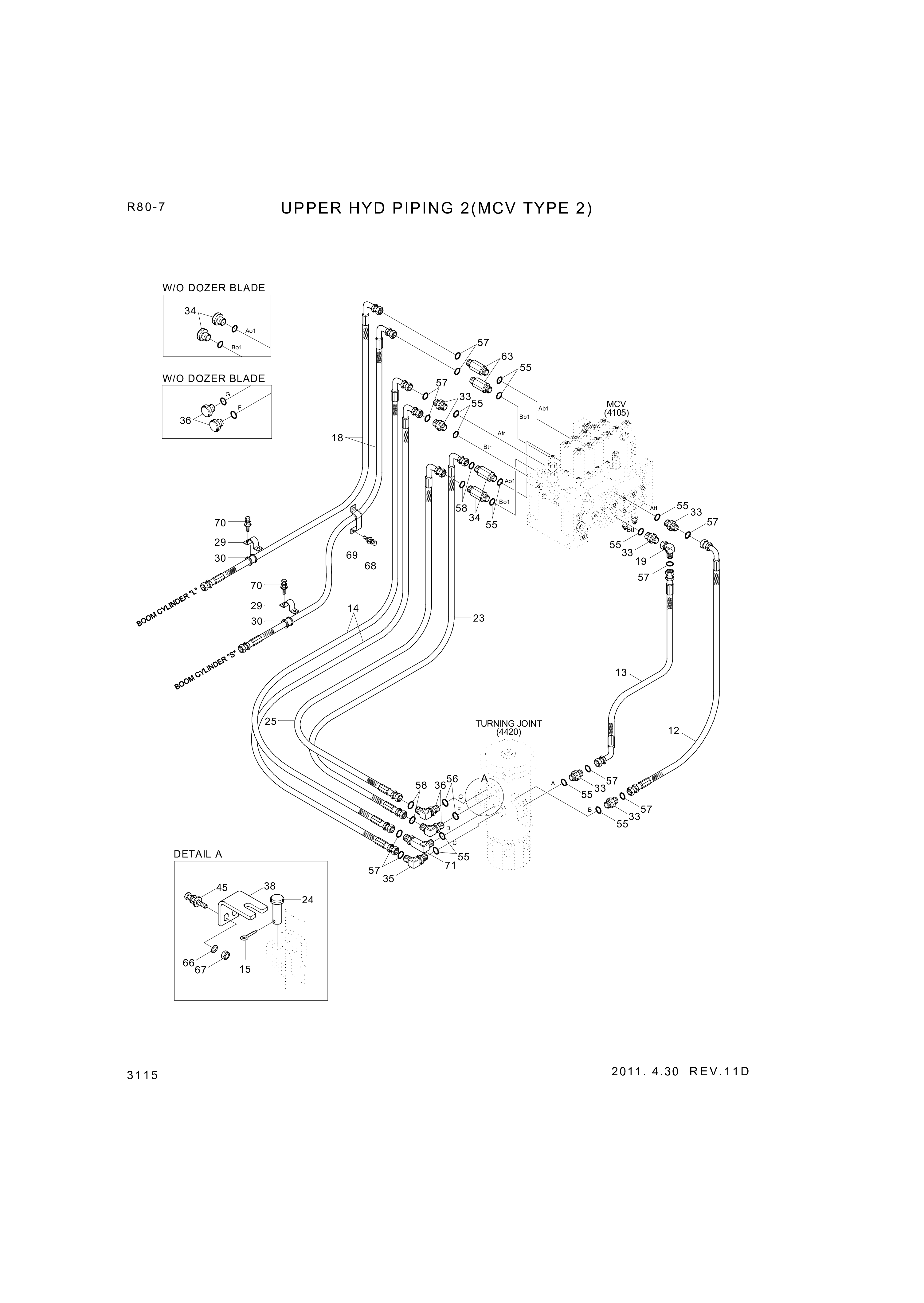 Technical drawing of Hyundai Construction Equipment P933-066025 HOSE ASSY-ORFS&amp;THD with dimensions and layout