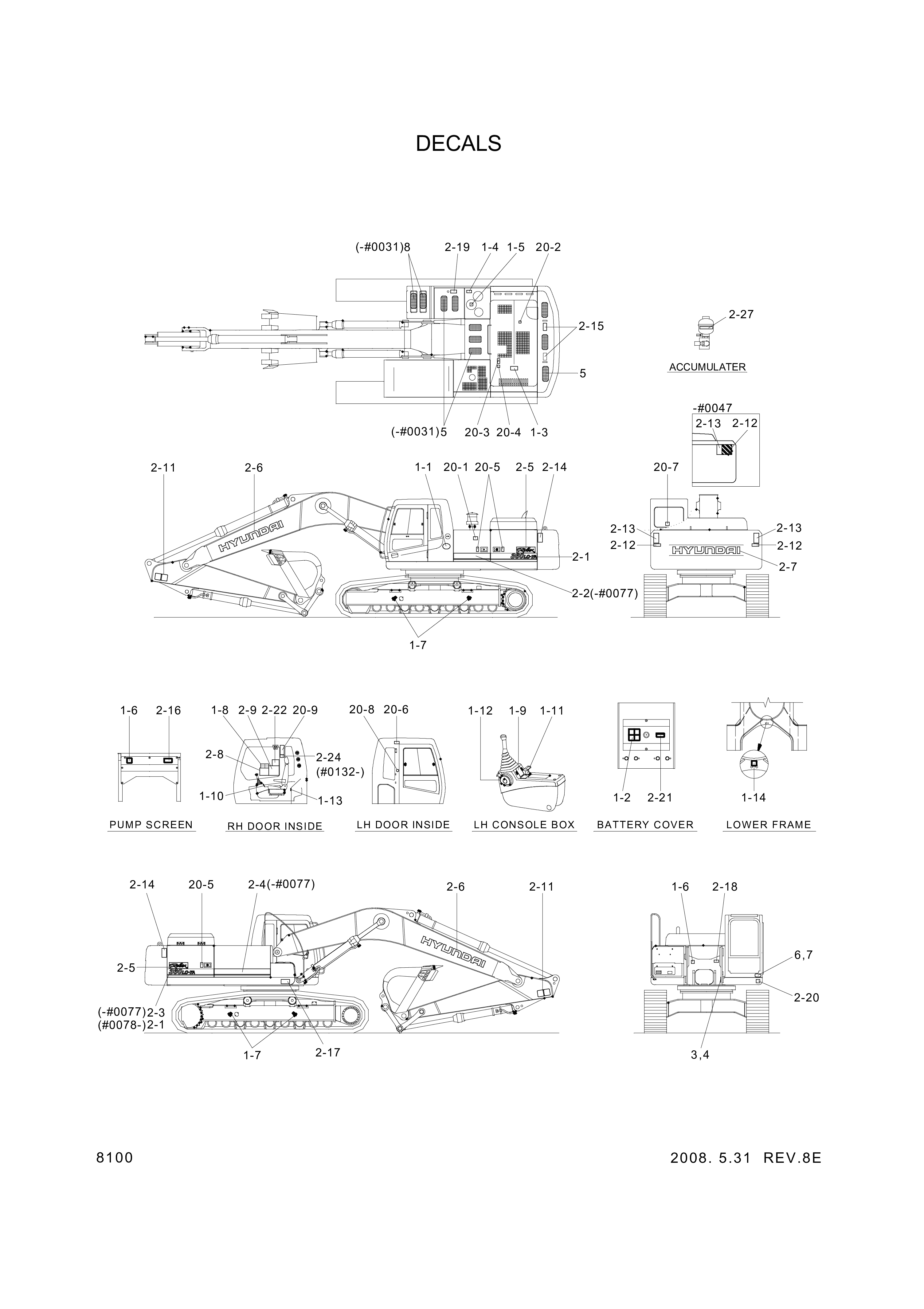 drawing for Hyundai Construction Equipment 93NA-02100 - DECAL KIT-LIFT CHART