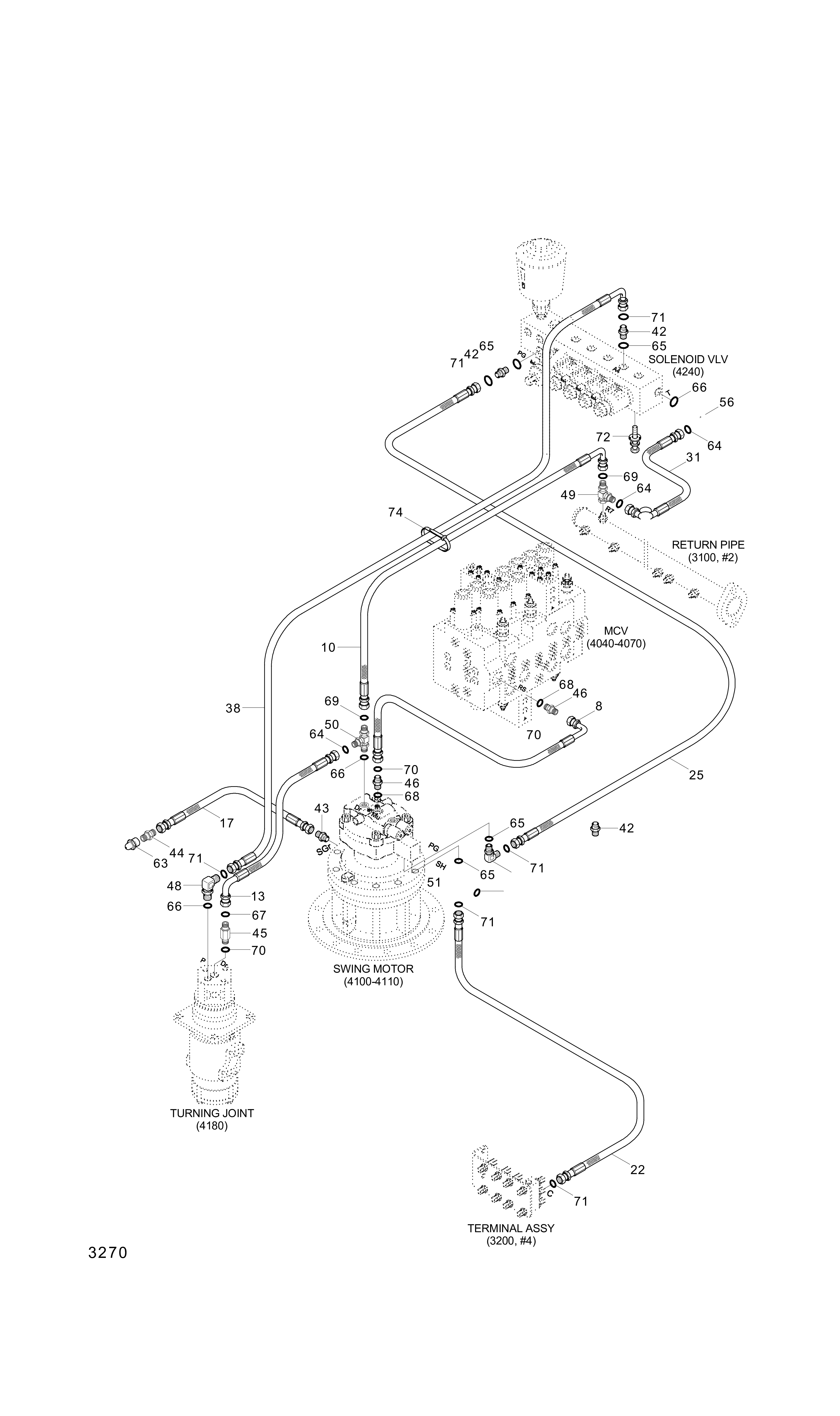 drawing for Hyundai Construction Equipment P930-062013 - HOSE ASSY-ORFS&THD