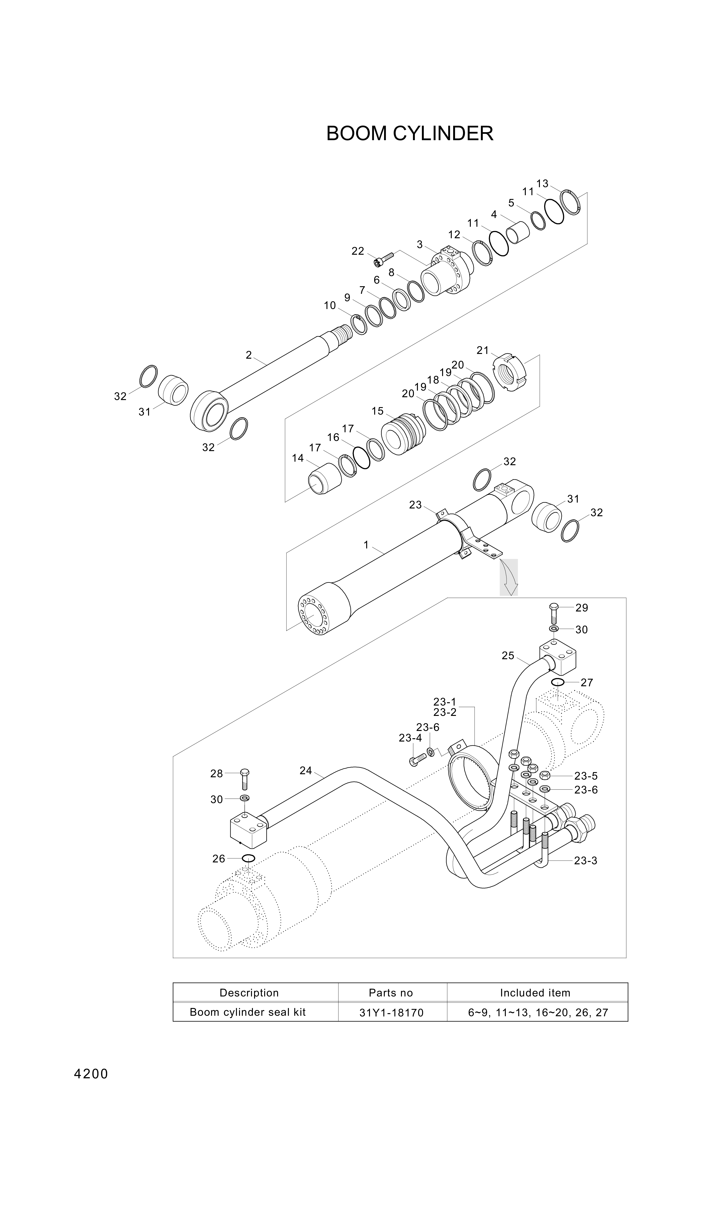 drawing for Hyundai Construction Equipment 31Y1-03490 - PISTON-CYL