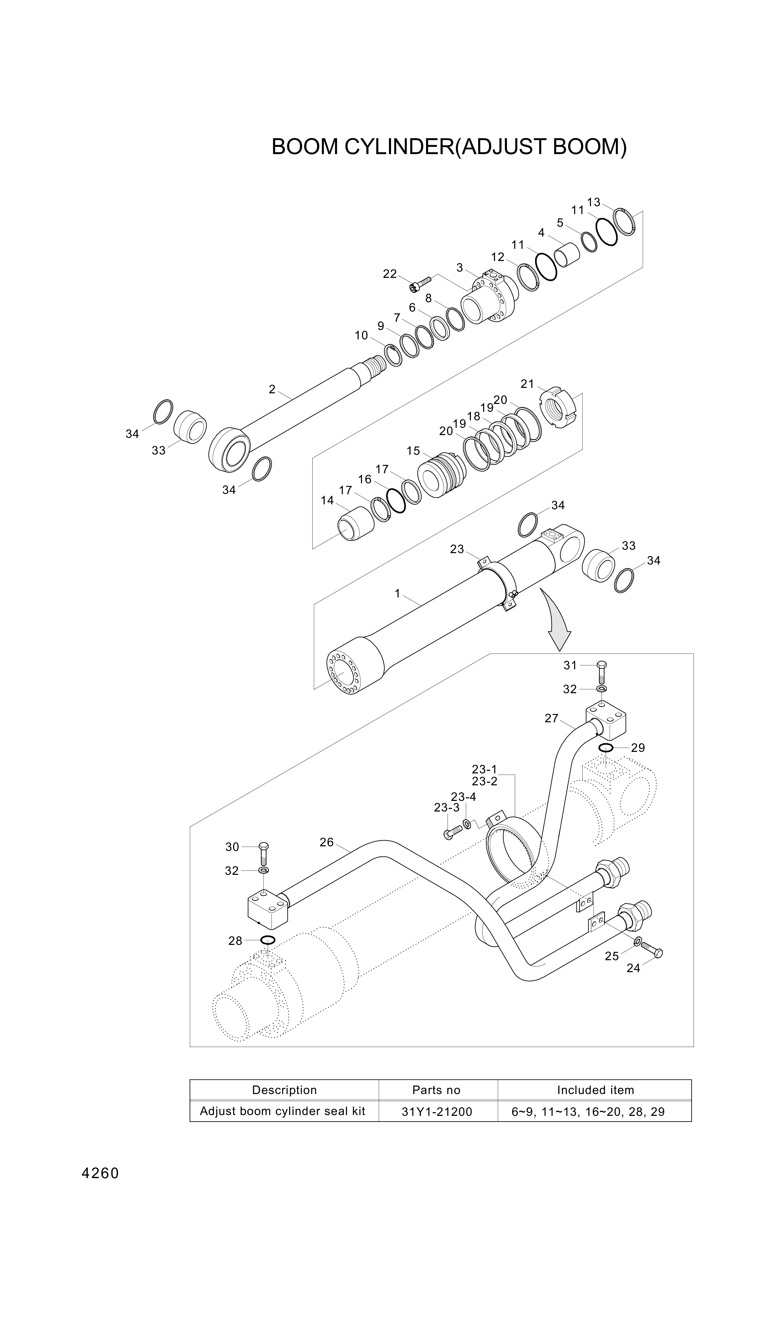 drawing for Hyundai Construction Equipment 31Y1-03490 - PISTON-CYL