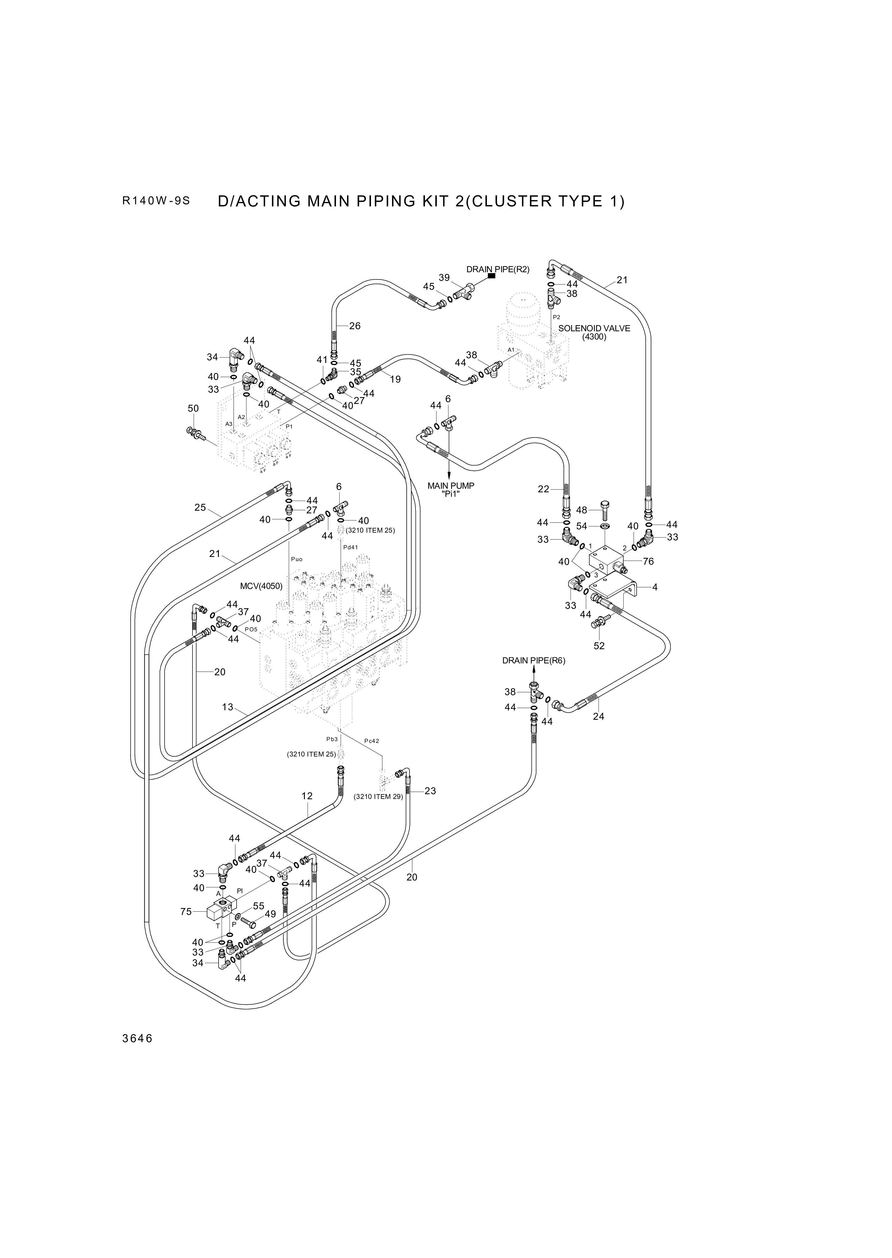 Technical drawing of Hyundai Construction Equipment P930-042050 HOSE ASSY-ORFS&amp;THD with dimensions and layout (figure 5)