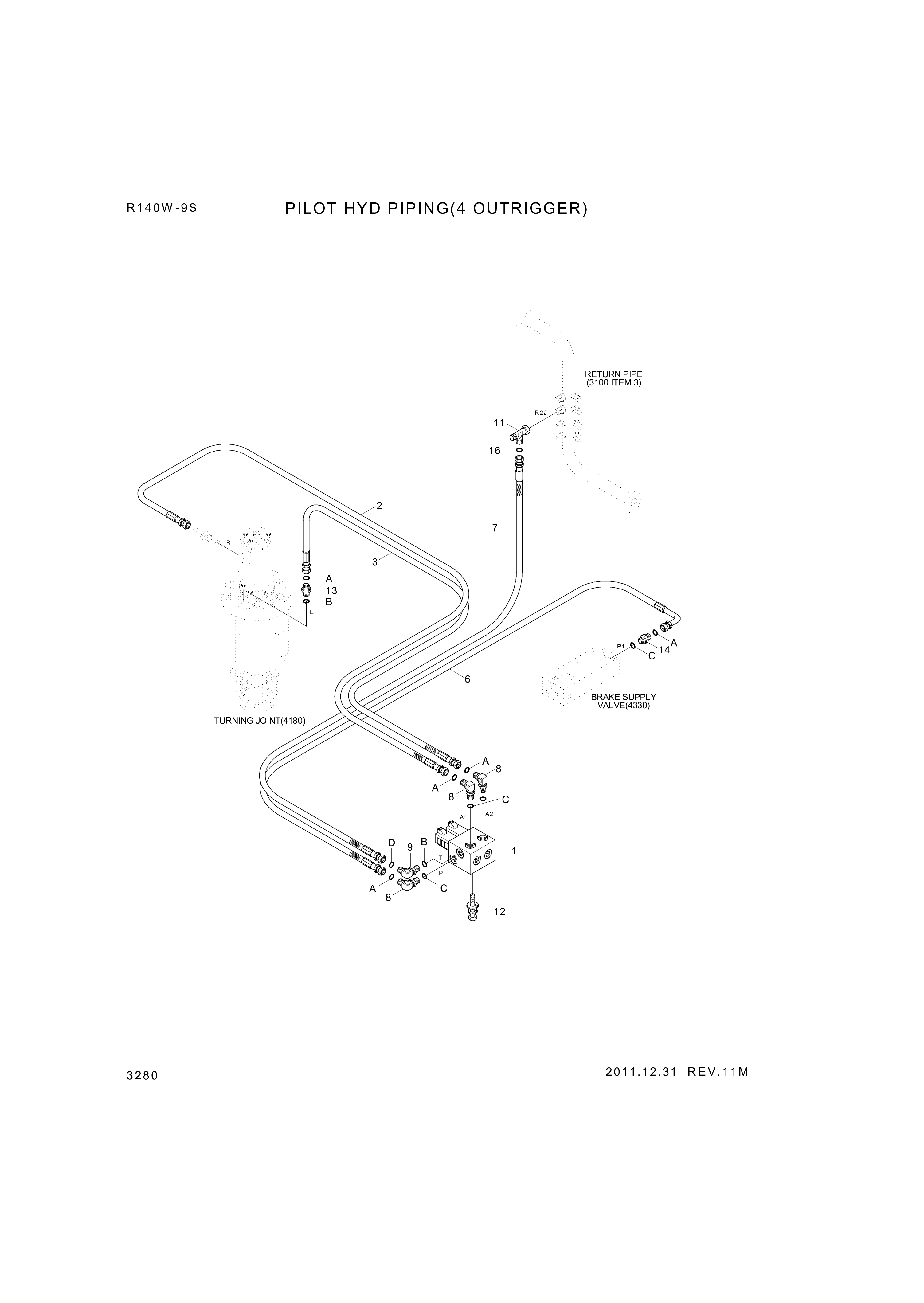 drawing for Hyundai Construction Equipment P930-044045 - HOSE ASSY-ORFS&THD