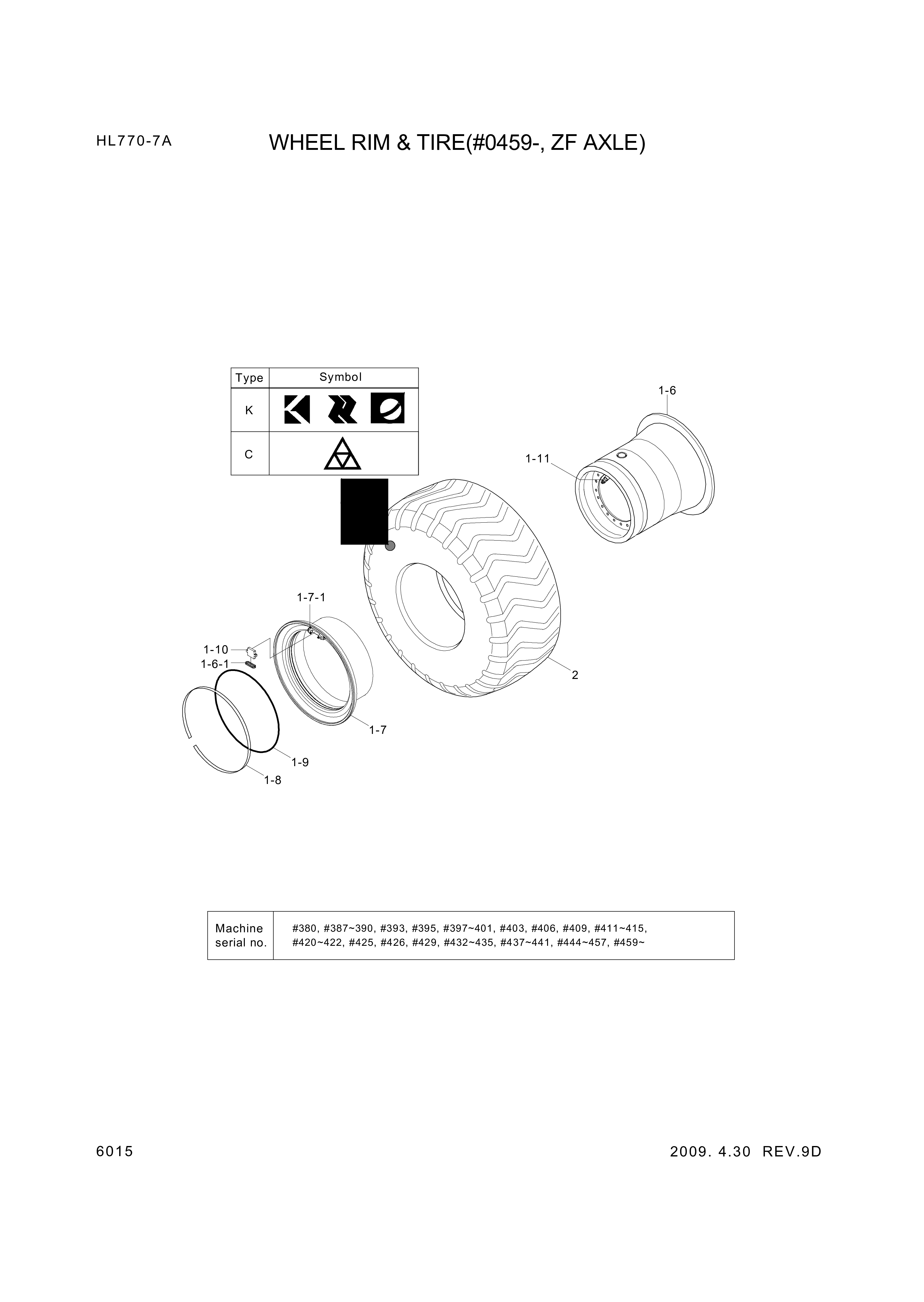 drawing for Hyundai Construction Equipment 81L1-1011 - TIRE