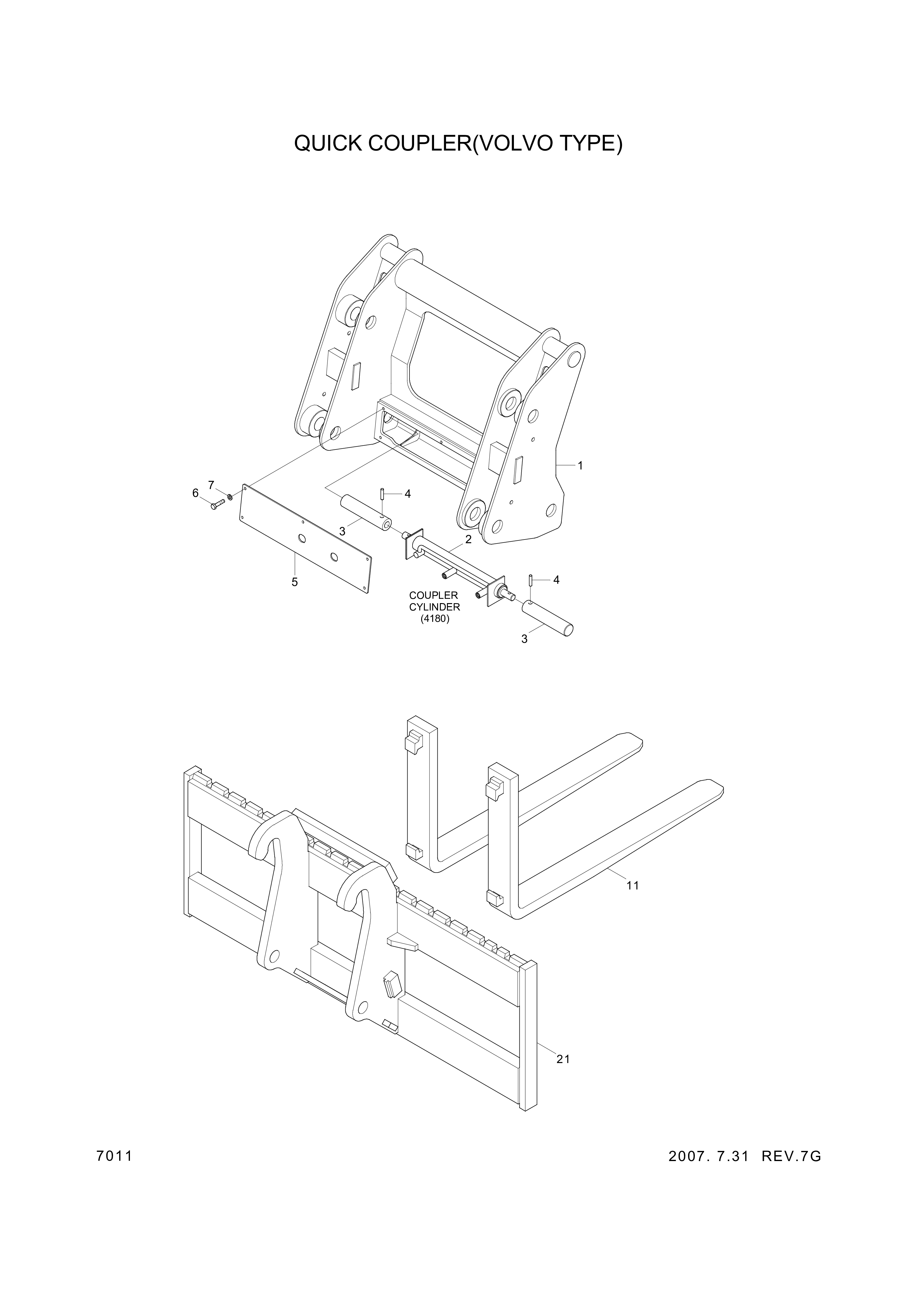 drawing for Hyundai Construction Equipment 61LG-80010 - CARRIAGE-FORK