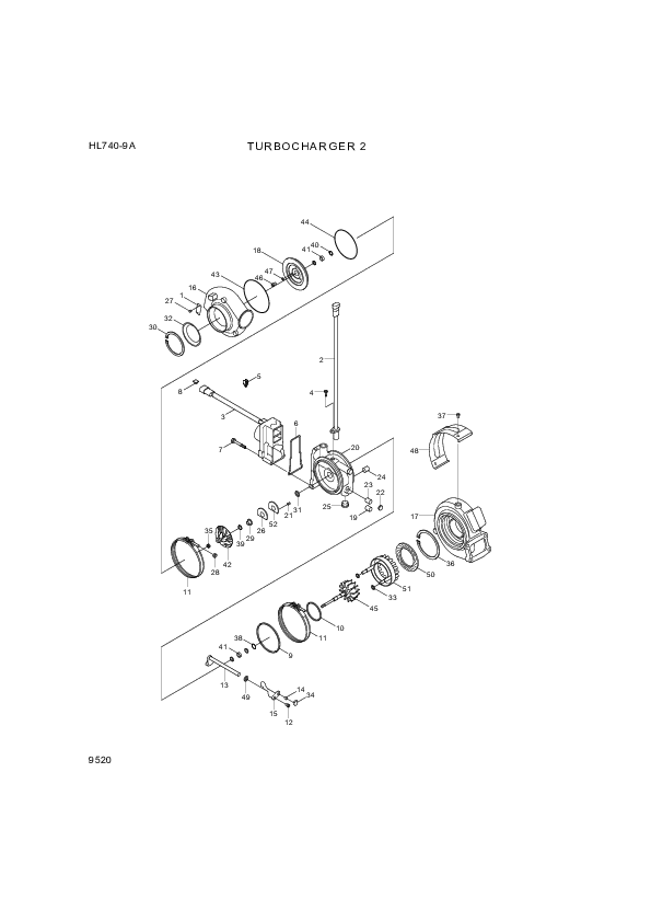 Technical drawing of Hyundai Construction Equipment 3596179 BLOCK-TURBO with dimensions and layout (figure 5)