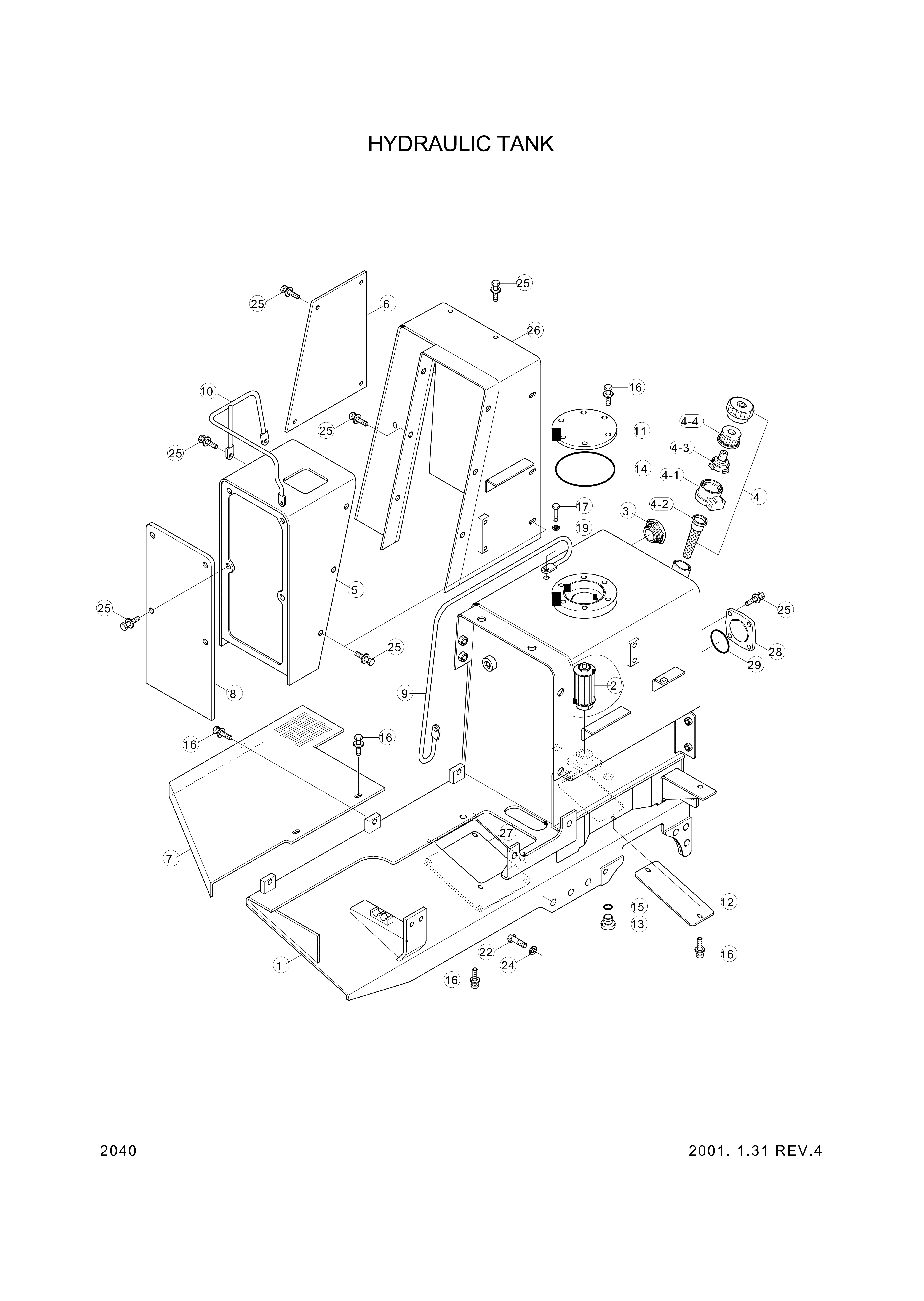 Technical drawing of Hyundai Construction Equipment 35D1-00123 BODY-HYD TANK with dimensions and layout