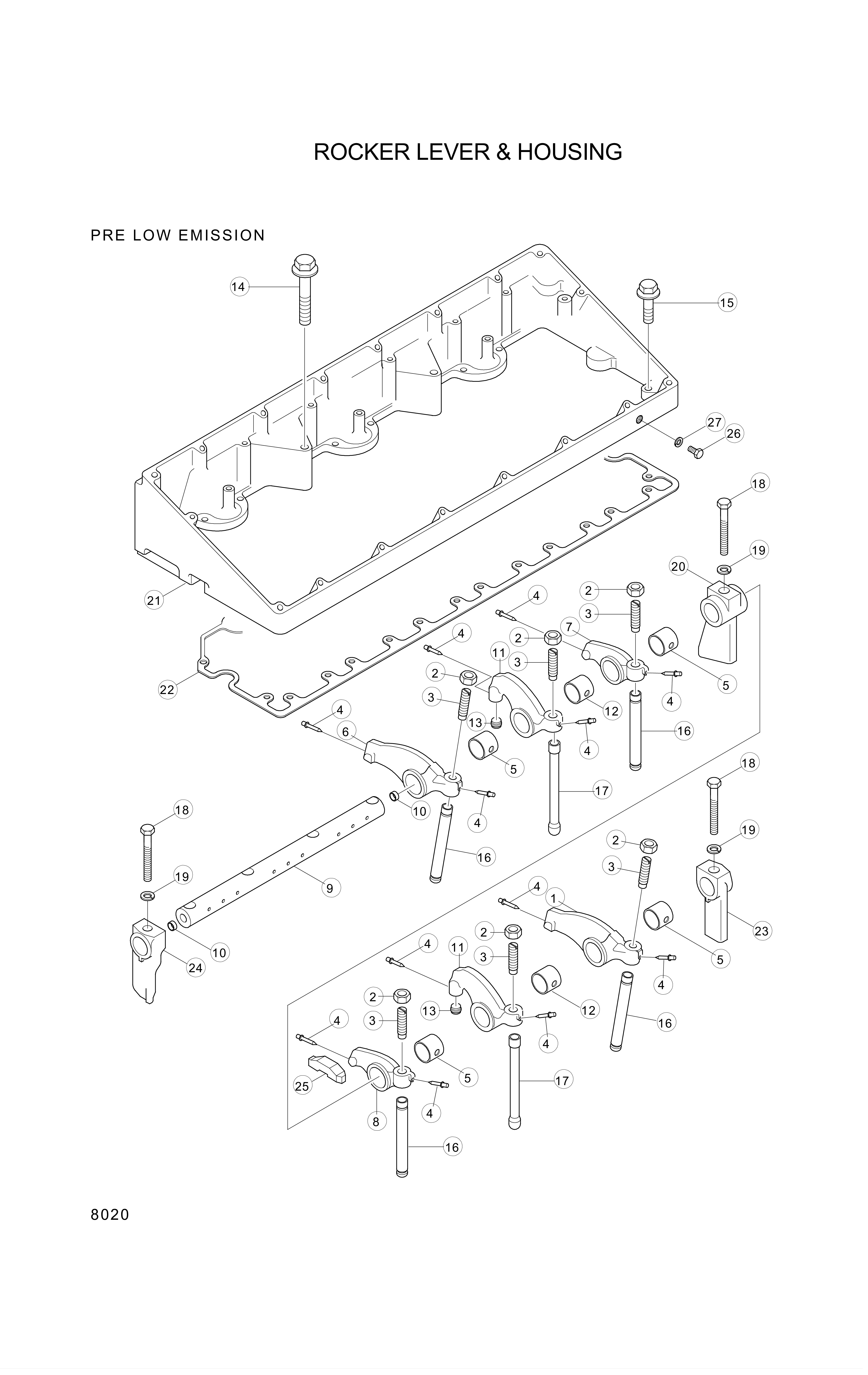 Technical drawing of Hyundai Construction Equipment YUBP-06805 SUPPORT with dimensions and layout (figure 5)
