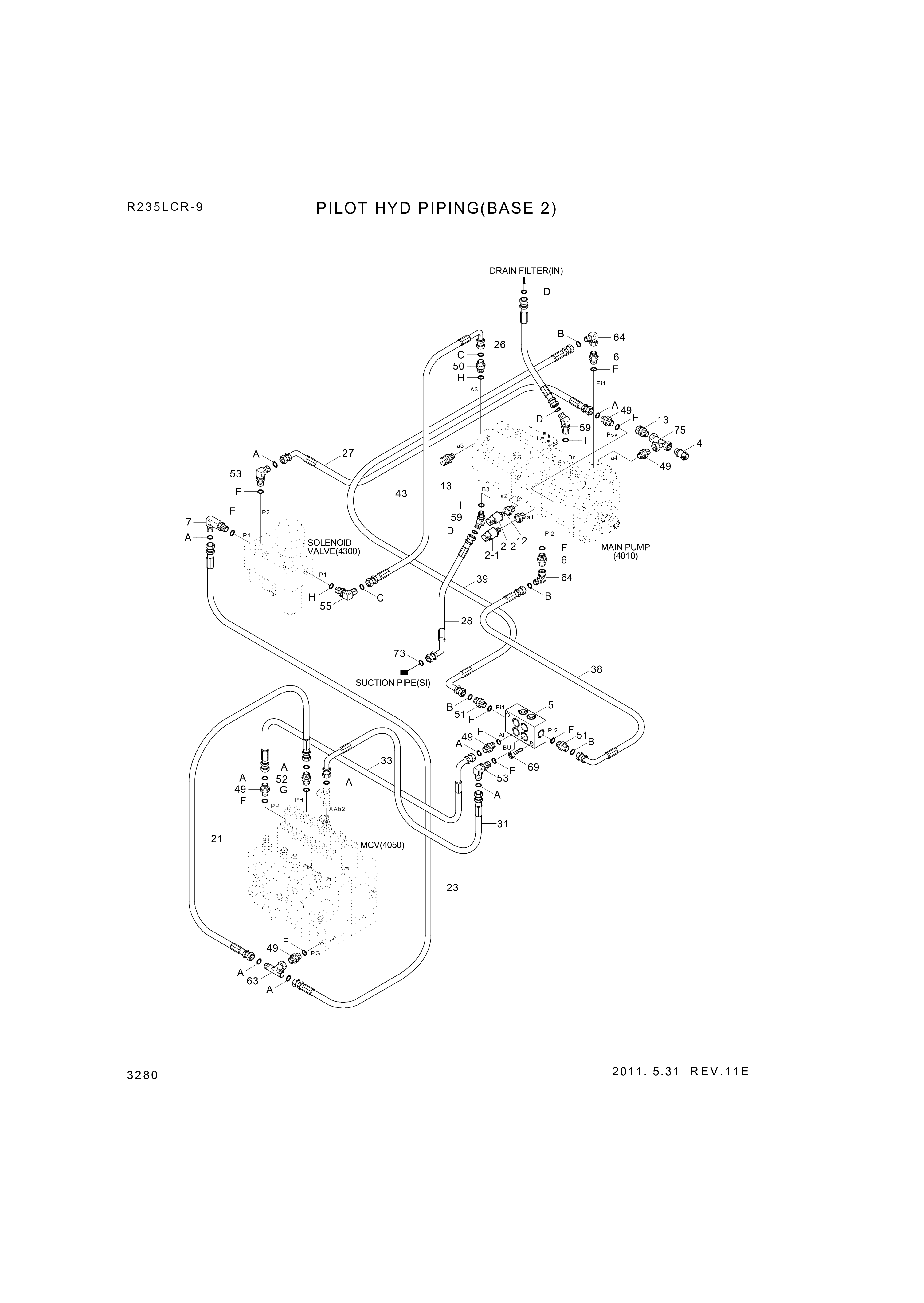 drawing for Hyundai Construction Equipment P930-062048 - HOSE ASSY-ORFS&THD