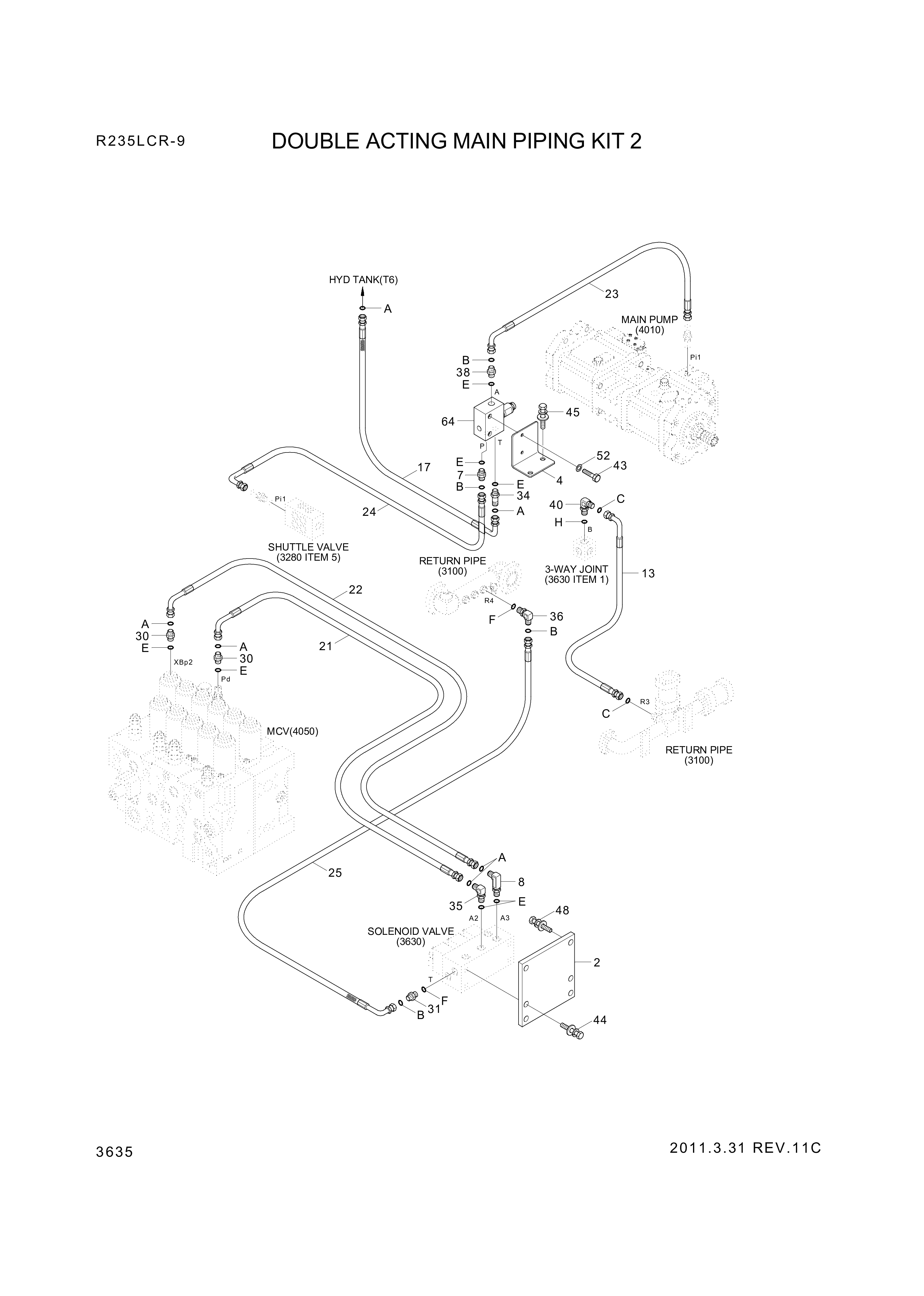 drawing for Hyundai Construction Equipment P930-062047 - HOSE ASSY-ORFS&THD