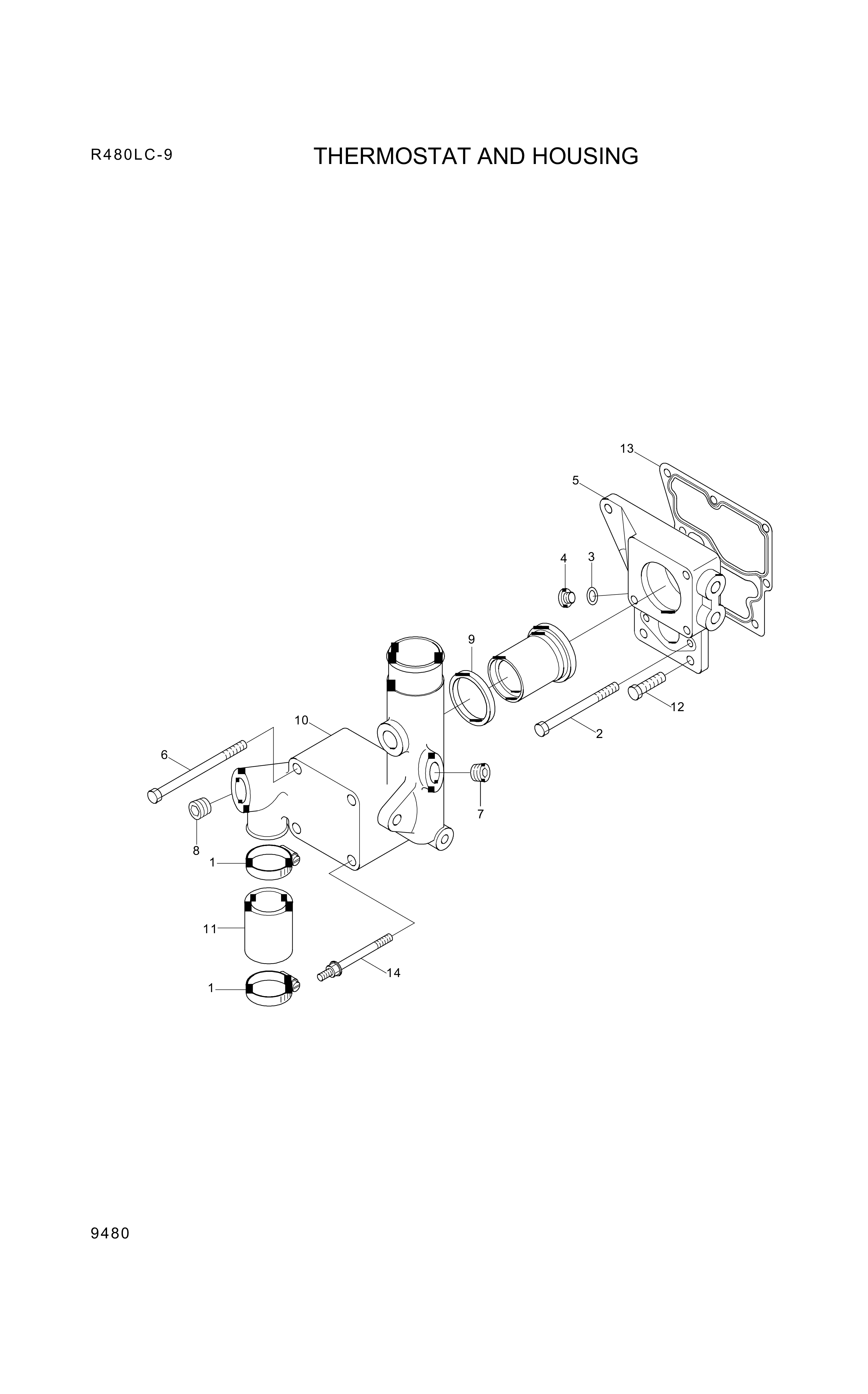 drawing for Hyundai Construction Equipment YUBP-06839 - HOUSING-THERMOSTAT