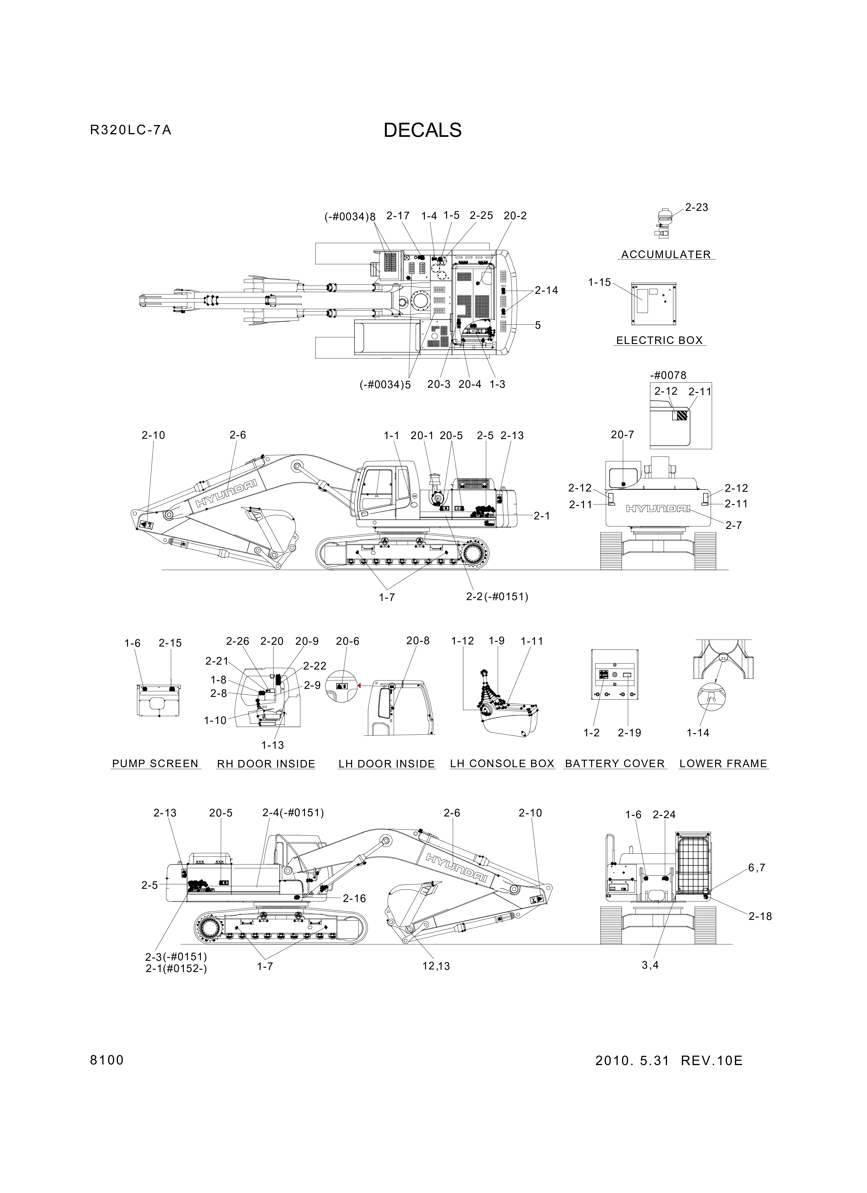 drawing for Hyundai Construction Equipment 93N9-10710 - DECAL-SERVICE INSTRUCTION