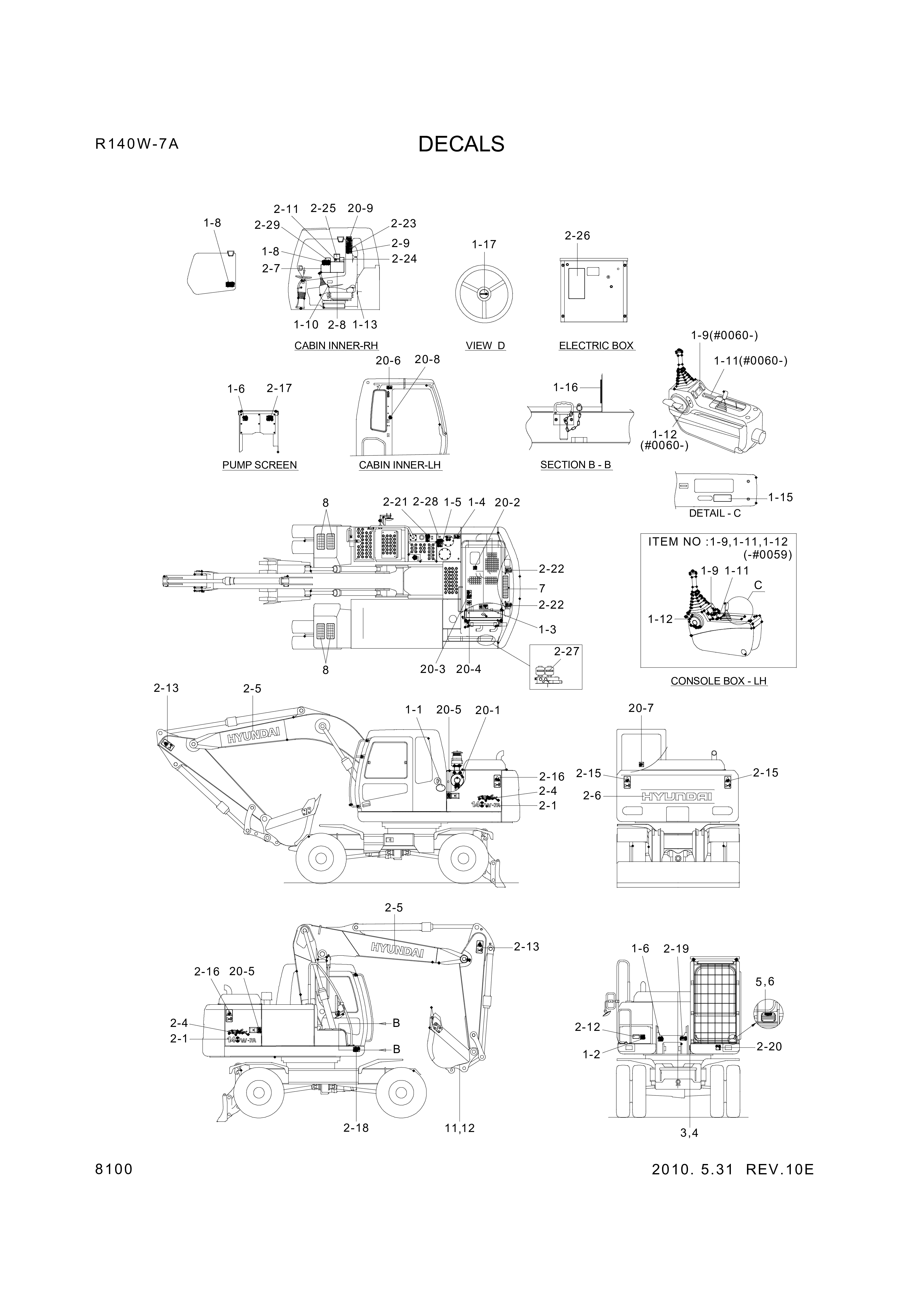 drawing for Hyundai Construction Equipment 93N4-05100 - DECAL KIT-LIFT CHART