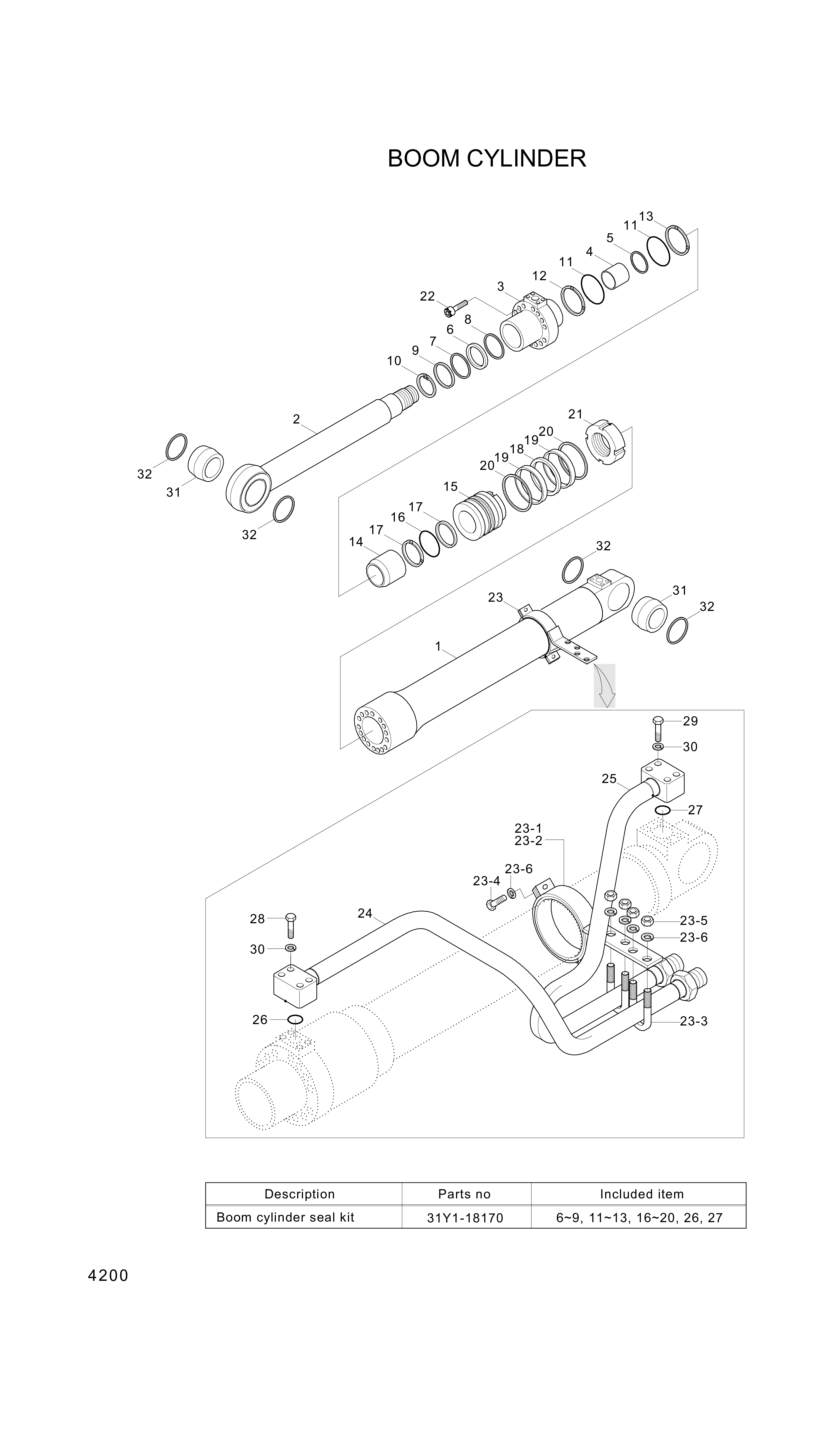 drawing for Hyundai Construction Equipment 31Y1-03490 - PISTON-CYL