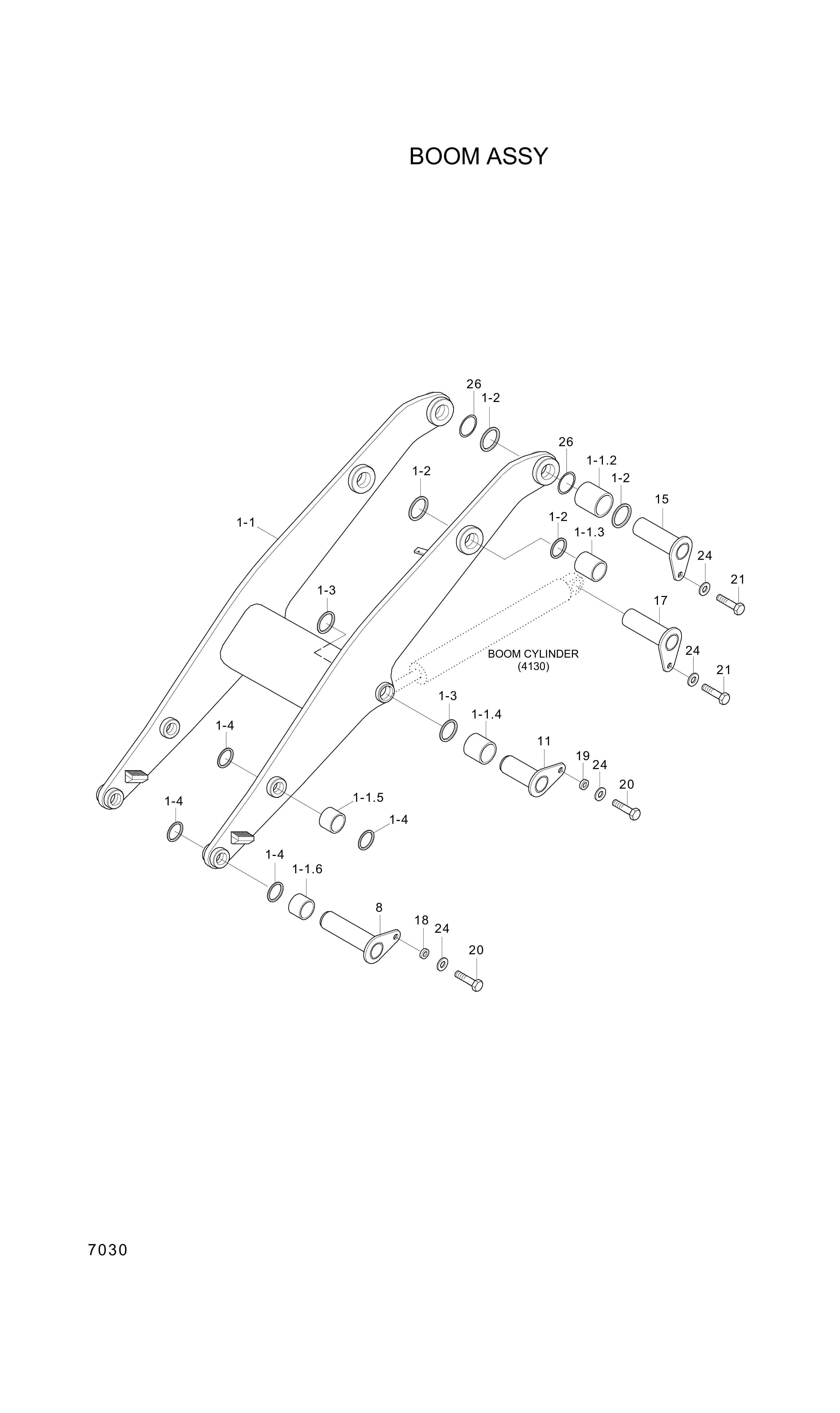Technical drawing of Hyundai Construction Equipment 61LB-15160 PIN-JOINT with dimensions and layout (figure 2)