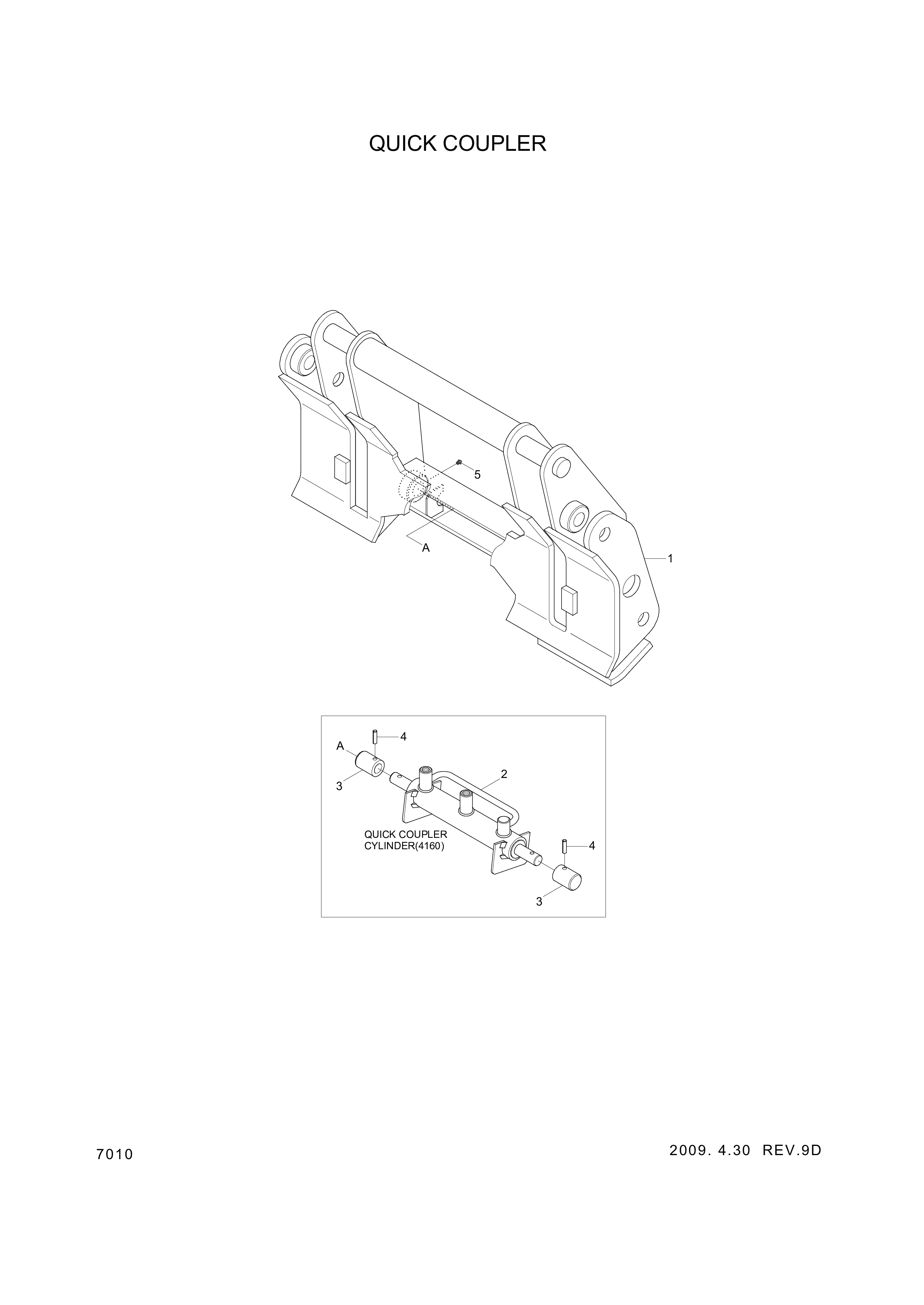 Technical drawing of Hyundai Construction Equipment 61LD-90511-P QUICK COUPLER WA with dimensions and layout