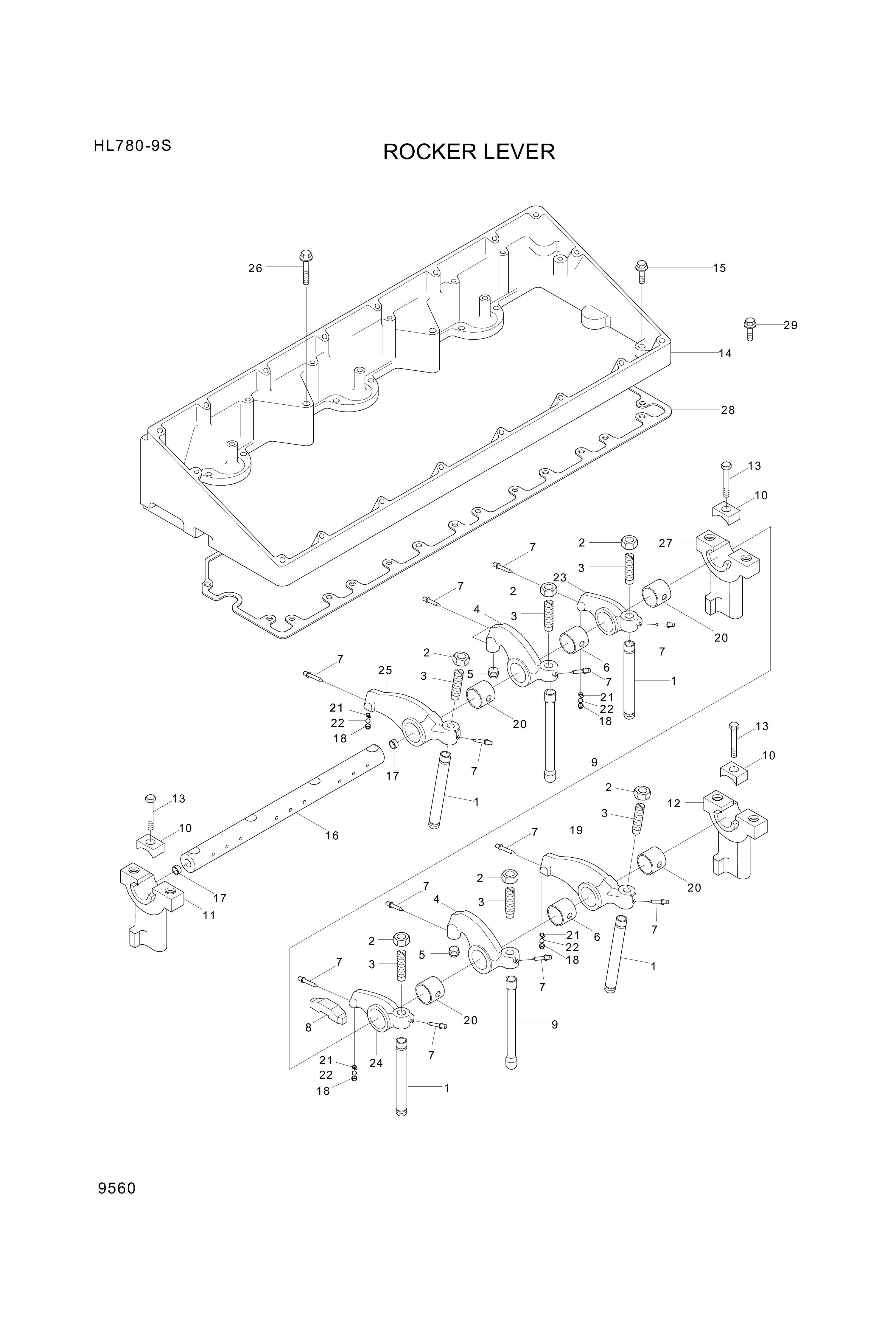 drawing for Hyundai Construction Equipment YUBP-04805 - HOUSING-ROCKERLEVER