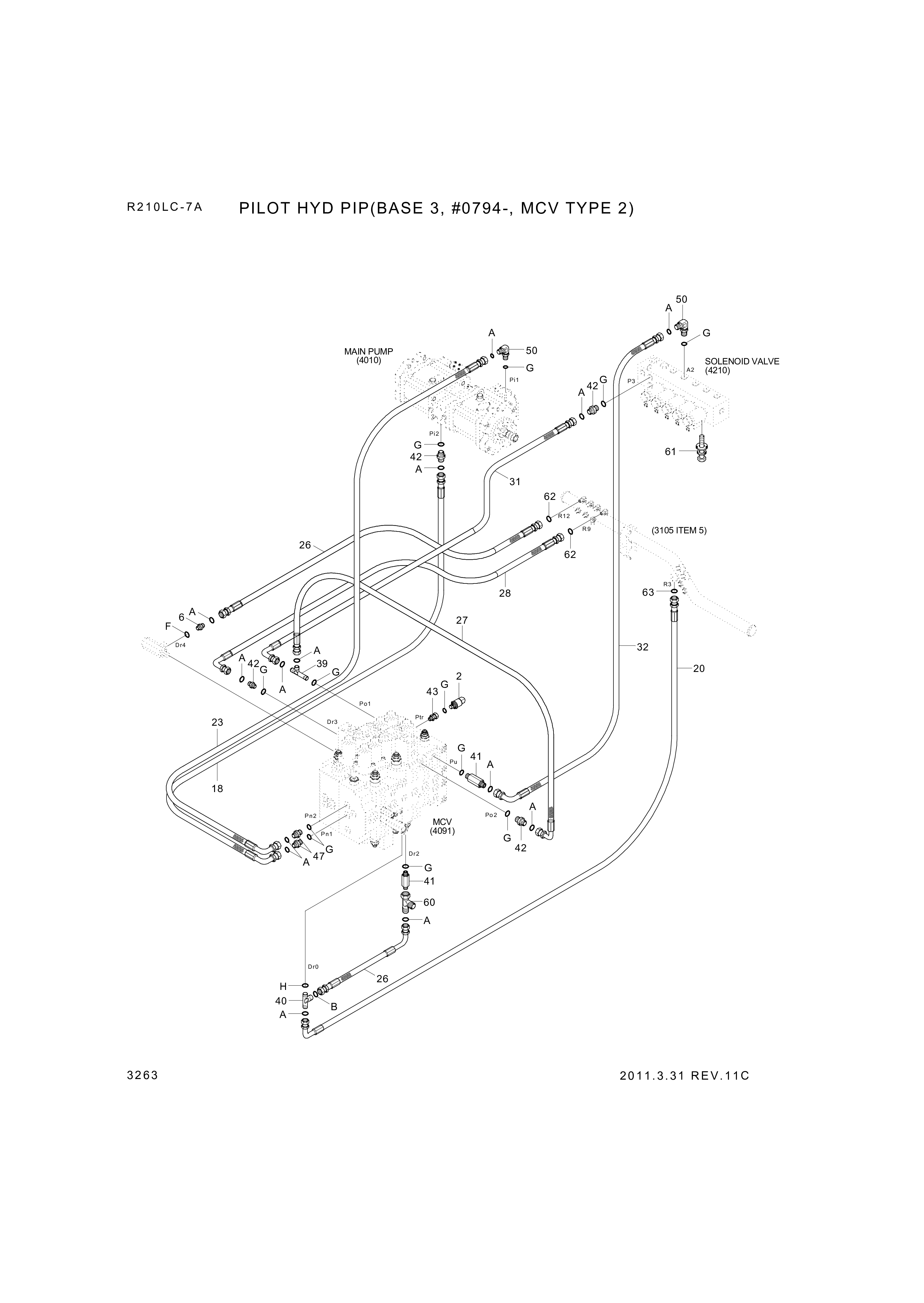 drawing for Hyundai Construction Equipment P930-043045 - HOSE ASSY-ORFS&THD