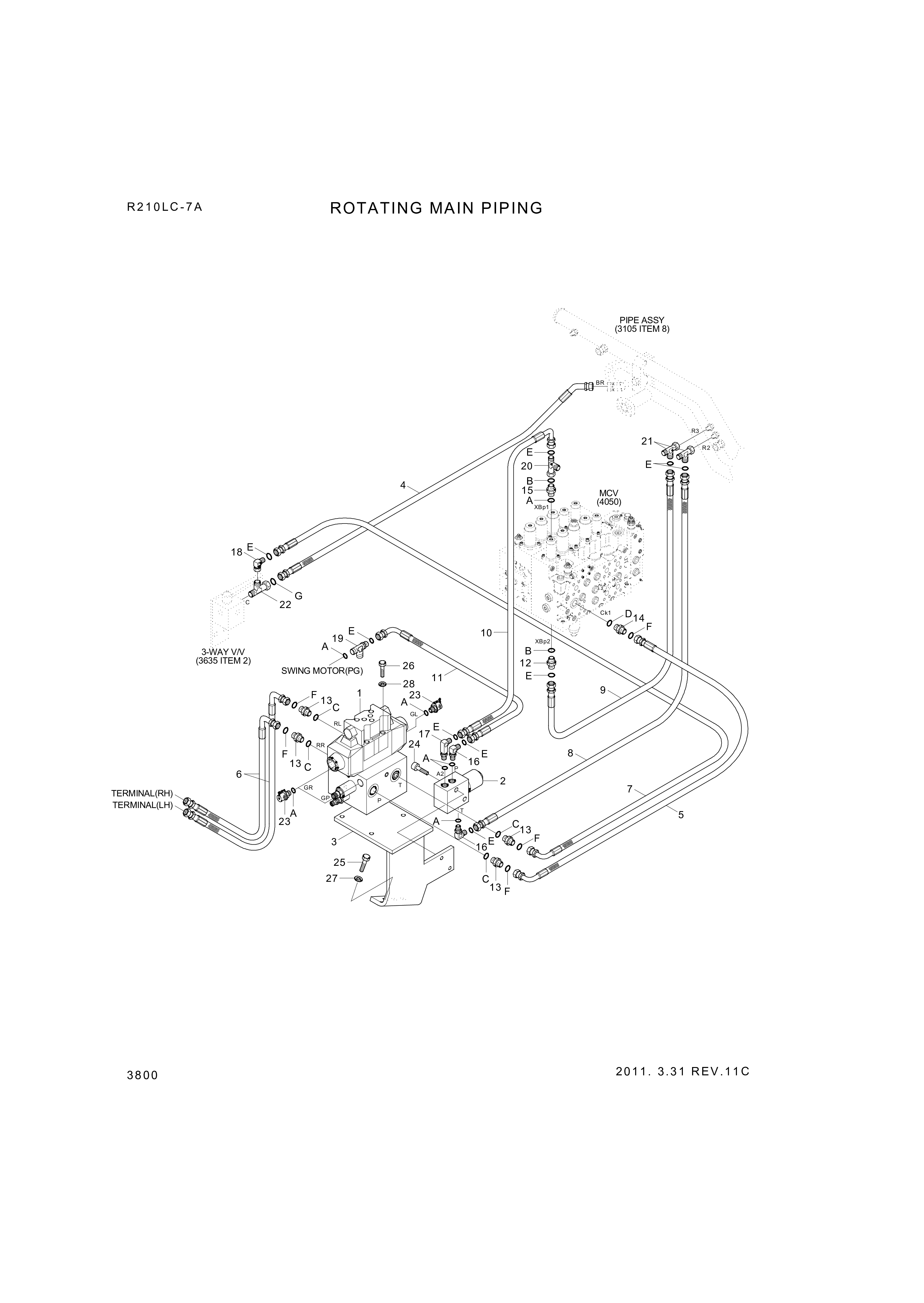 drawing for Hyundai Construction Equipment P933-086012 - HOSE ASSY-ORFS&THD