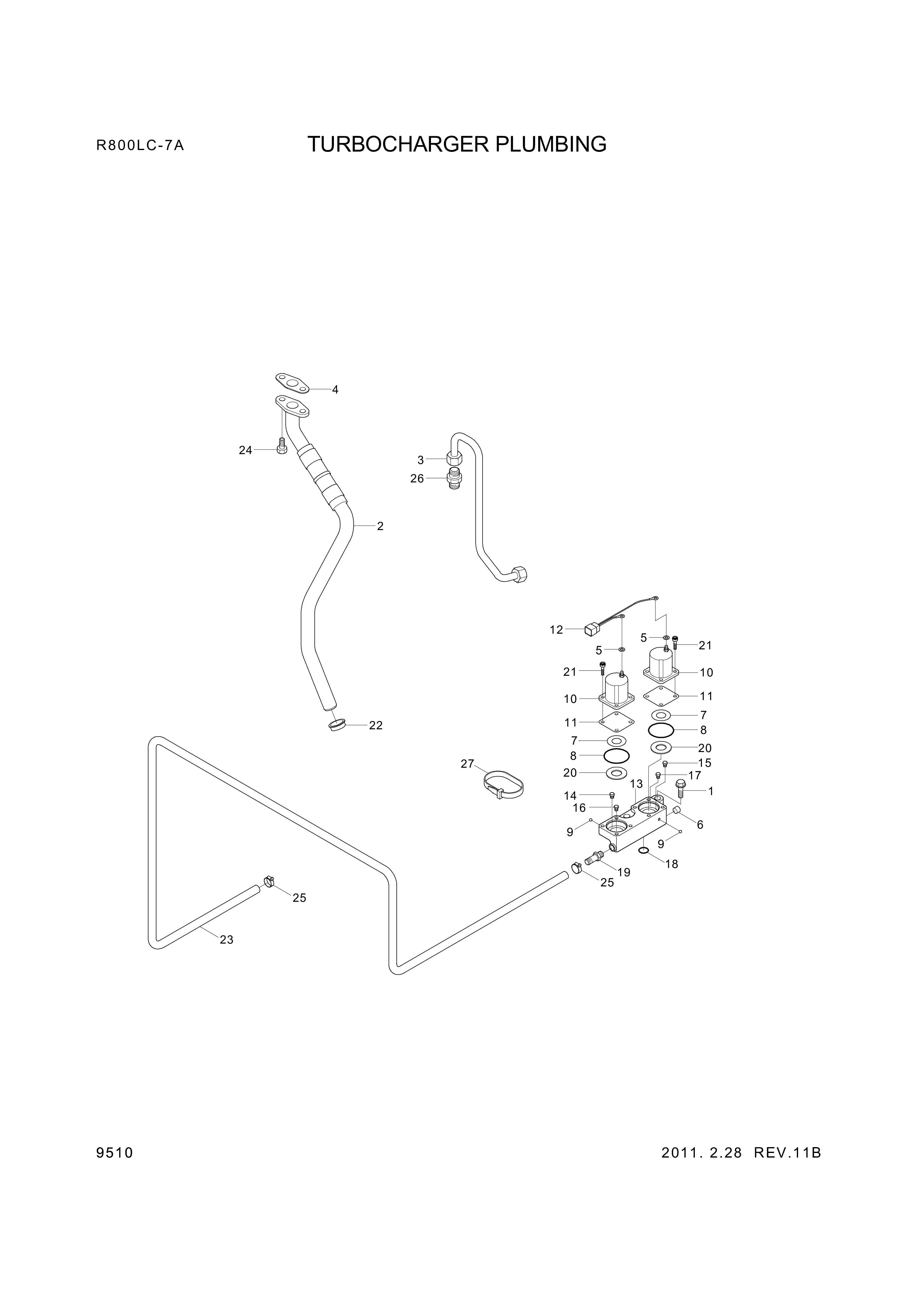 Technical drawing of Hyundai Construction Equipment YUBP-05709 SEAL-GROMMET with dimensions and layout (figure 2)