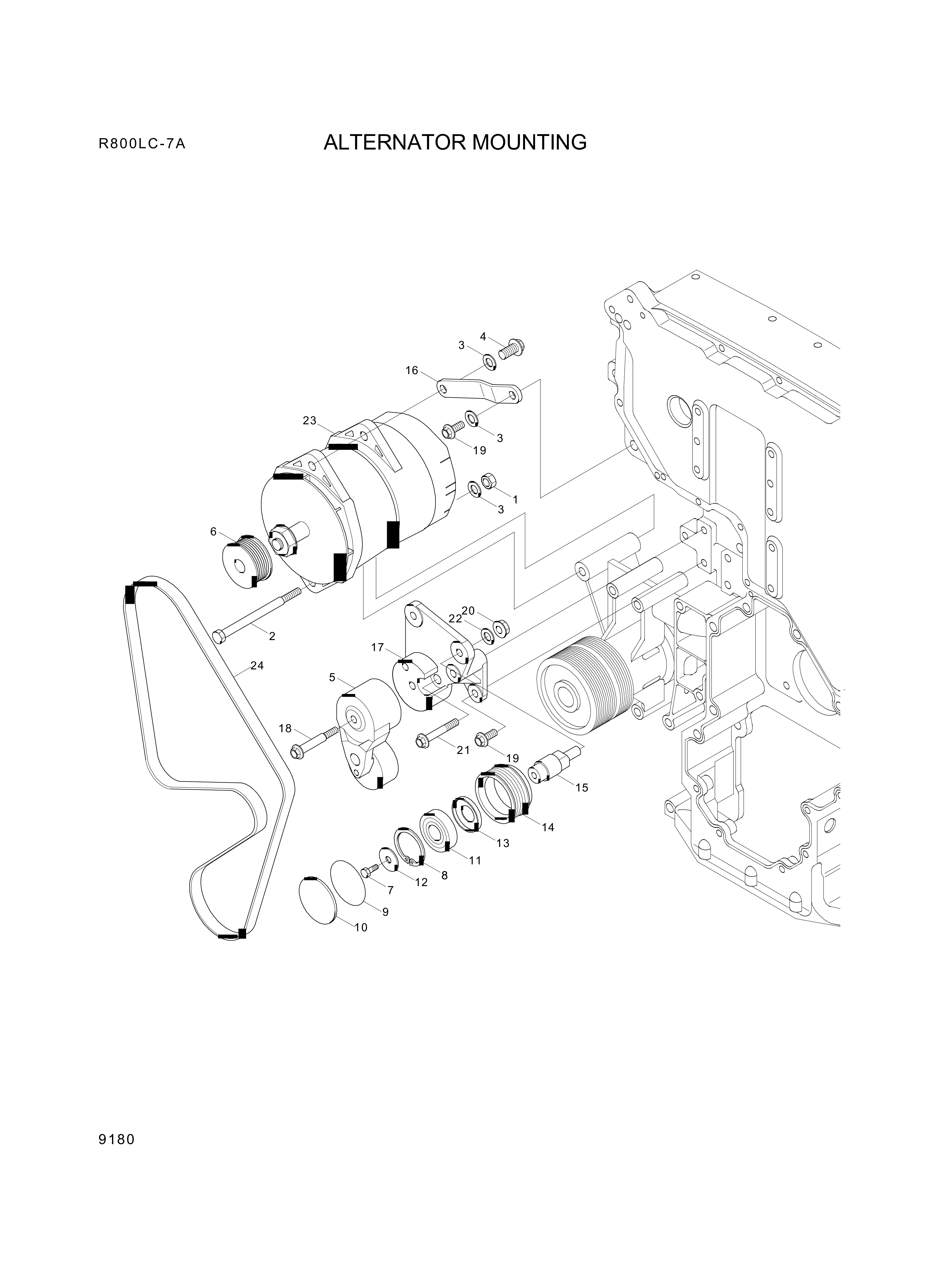 drawing for Hyundai Construction Equipment YUBP-04850 - BELT-FAN