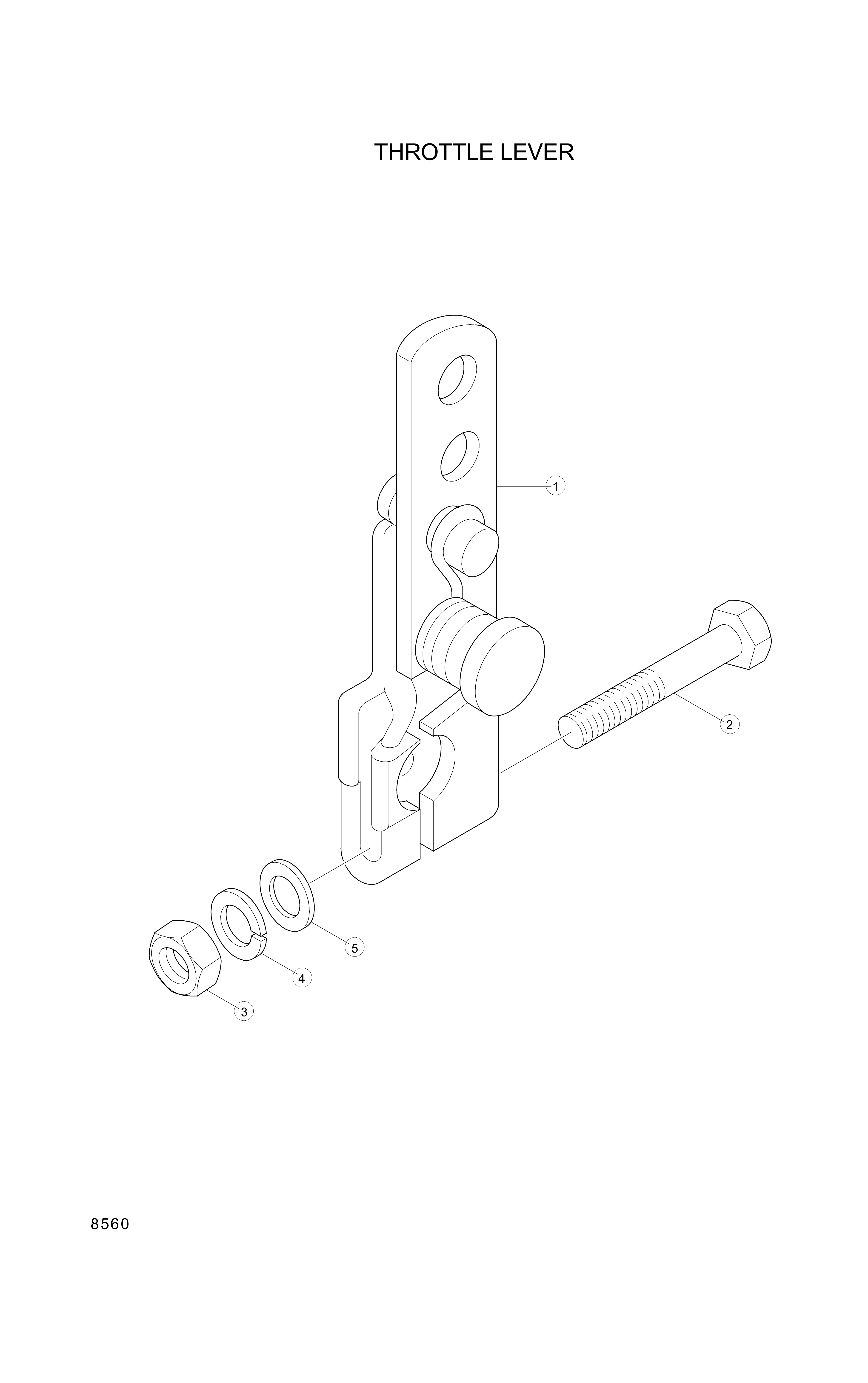 Technical drawing of Hyundai Construction Equipment YUBP-04998 LEVER-THROTTLE with dimensions and layout (figure 4)
