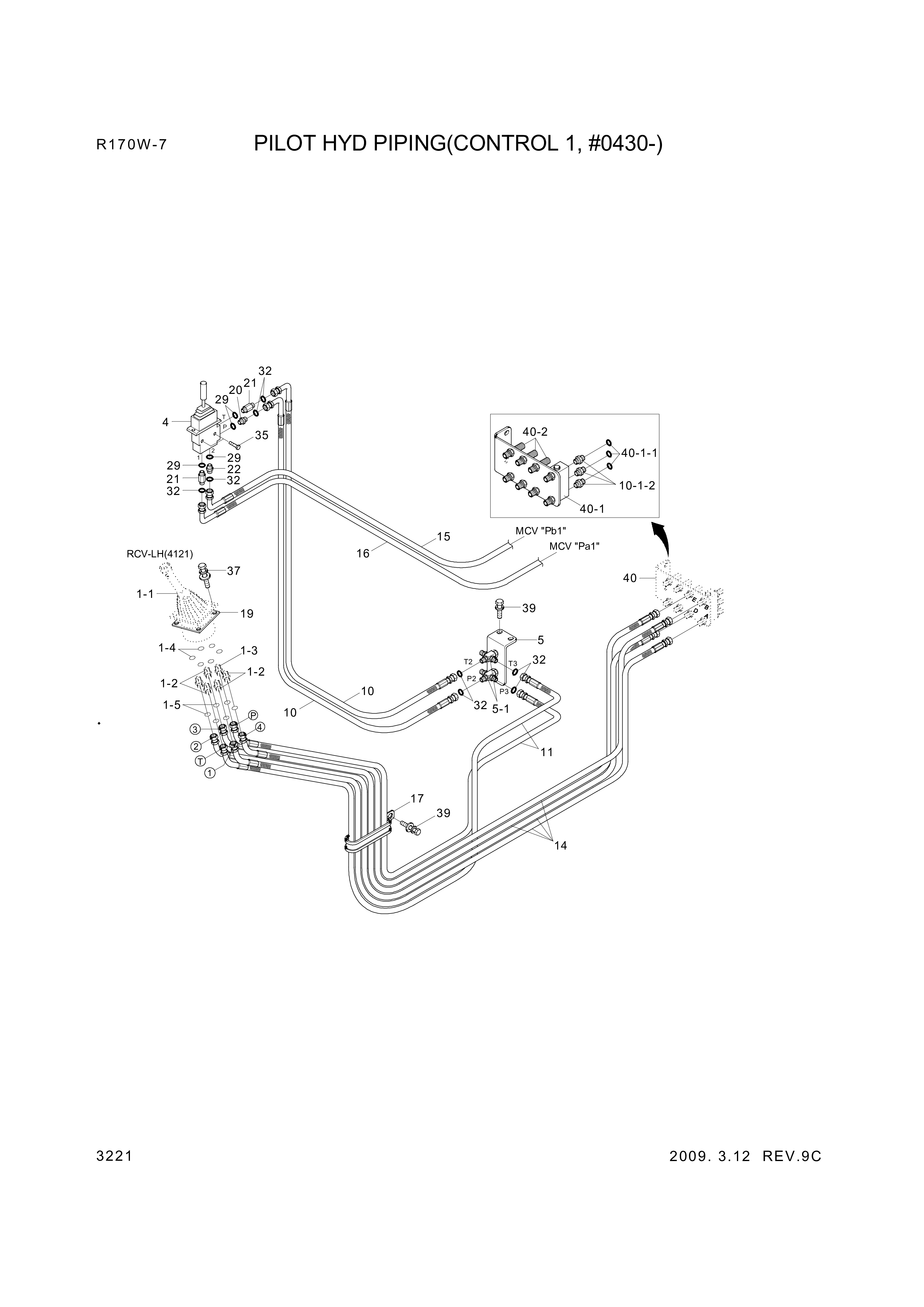 Technical drawing of Hyundai Construction Equipment P930-042065 HOSE ASSY-ORFS&amp;THD with dimensions and layout (figure 3)