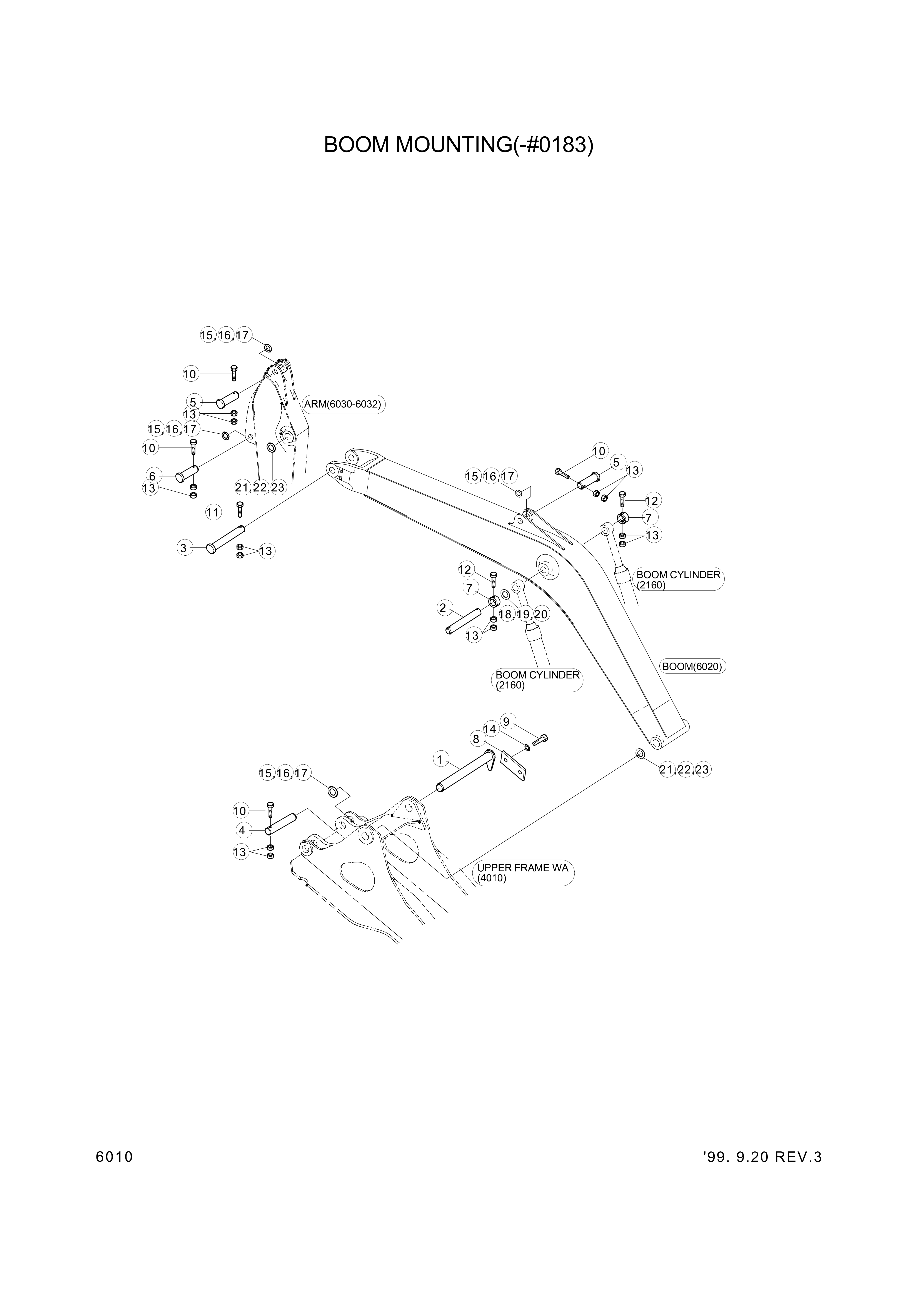 Technical drawing of Hyundai Construction Equipment 61EK-11050 PIN-JOINT with dimensions and layout (figure 3)