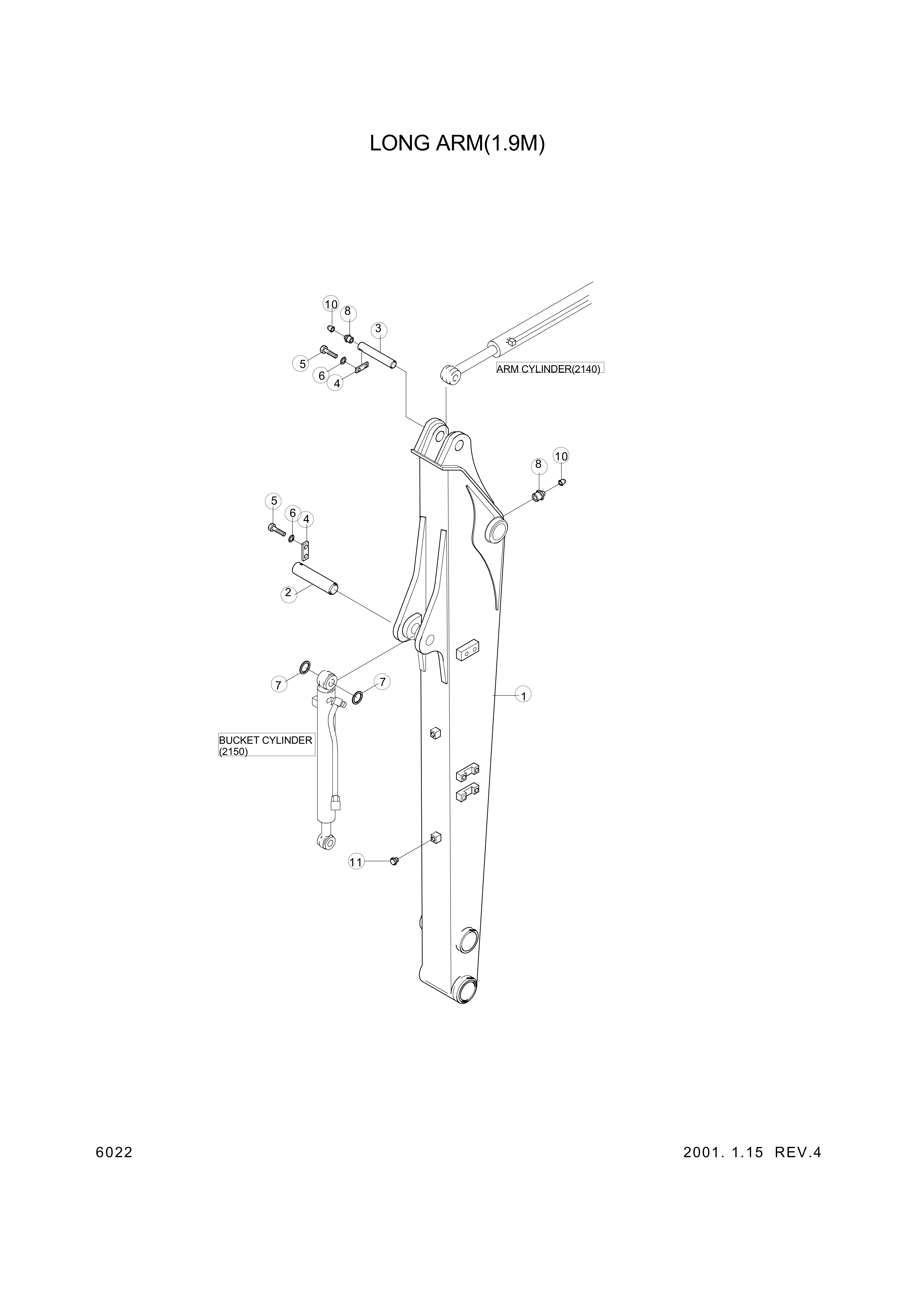 drawing for Hyundai Construction Equipment 61M5-00580 - PIN-JOINT