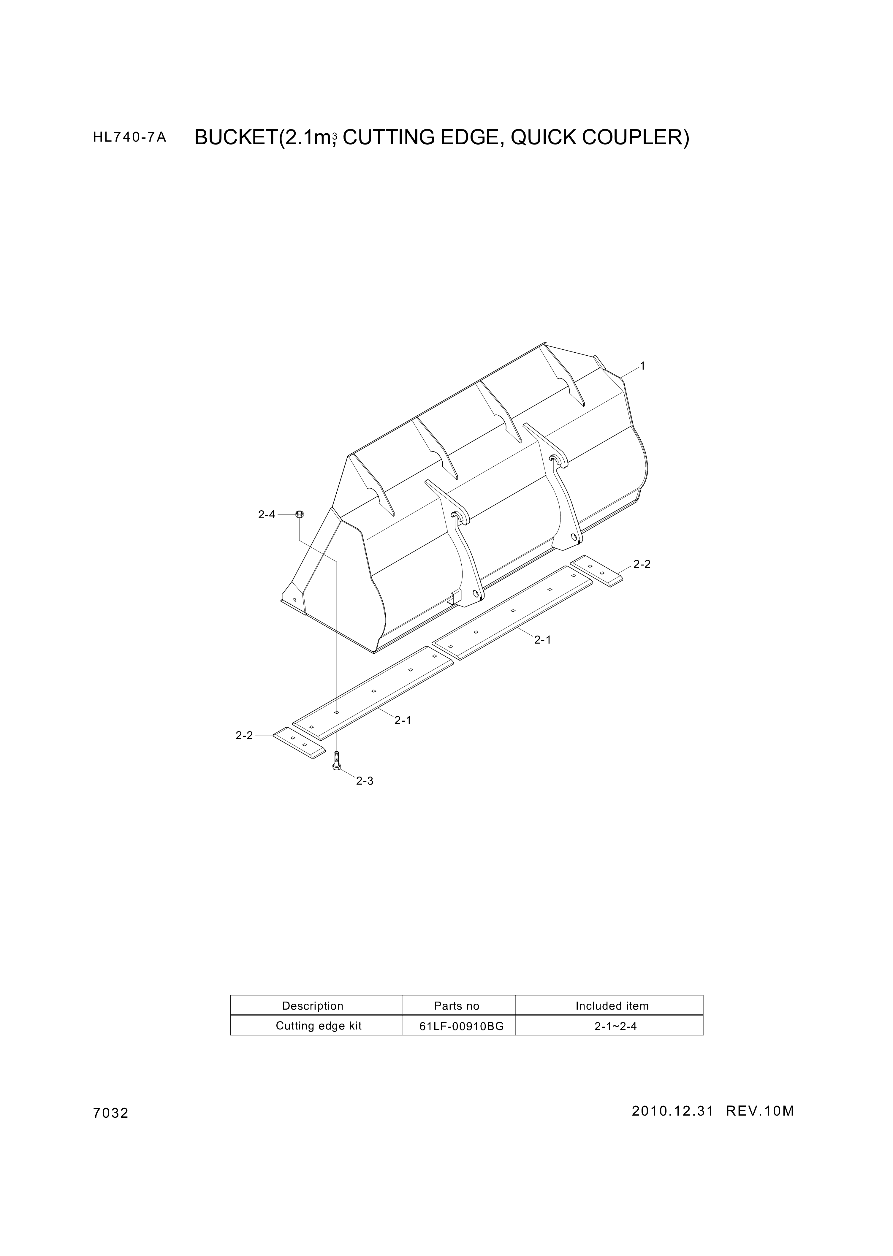 drawing for Hyundai Construction Equipment 61LF-00910 - CUTTINGEDGE KIT