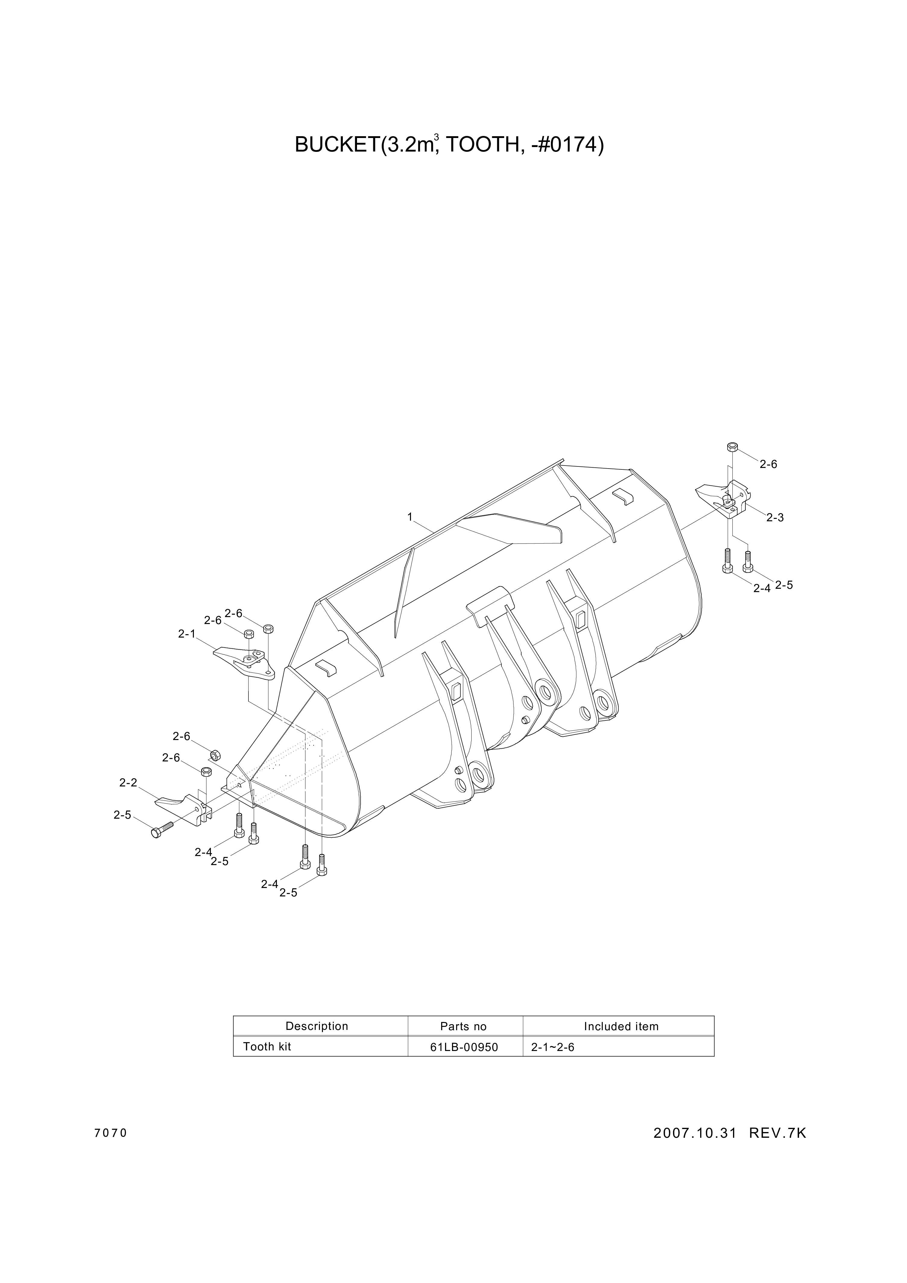 drawing for Hyundai Construction Equipment 61LC-02010BG - BUCKET