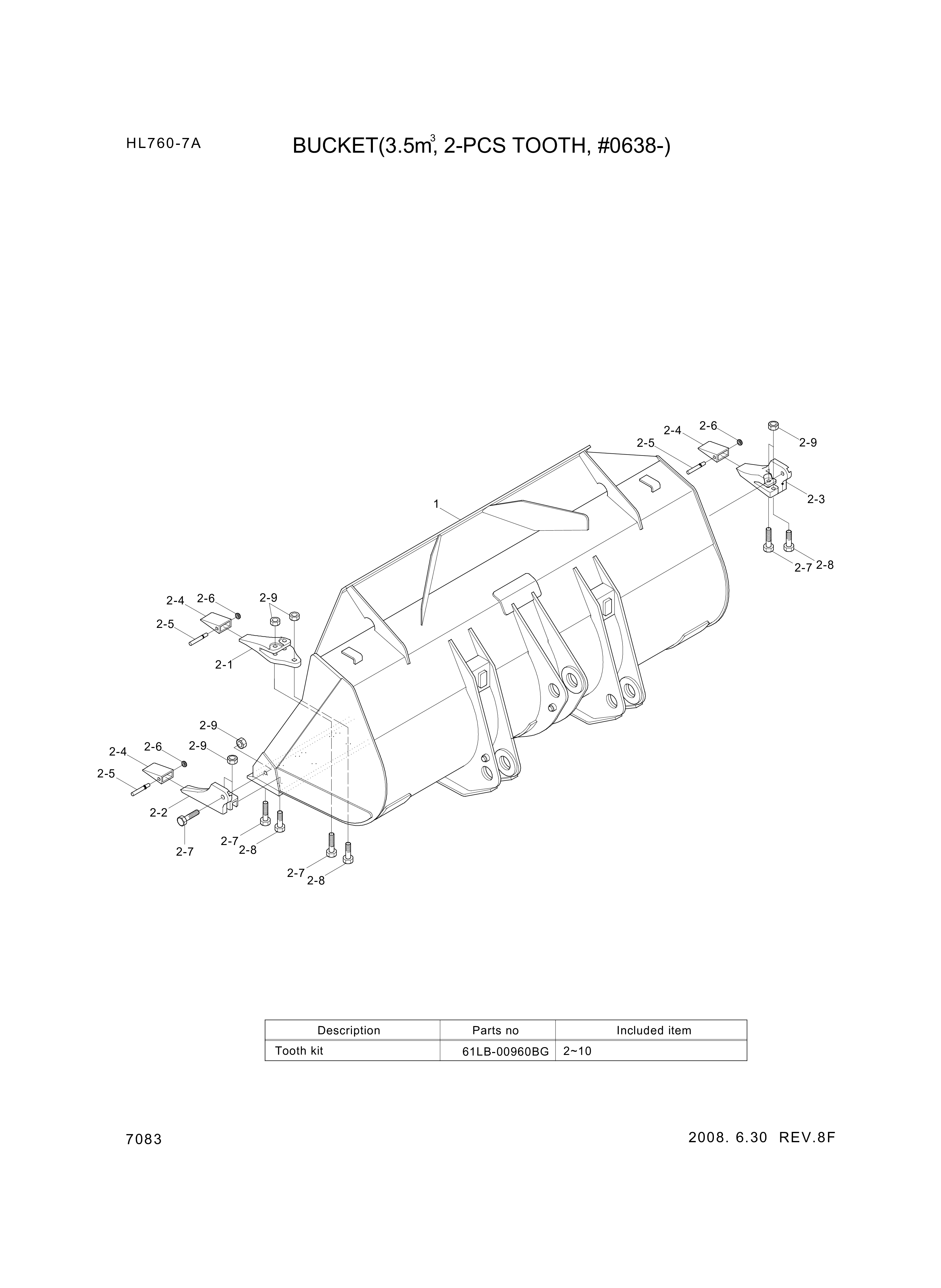 drawing for Hyundai Construction Equipment 61LB-00960 - TOOTH KIT