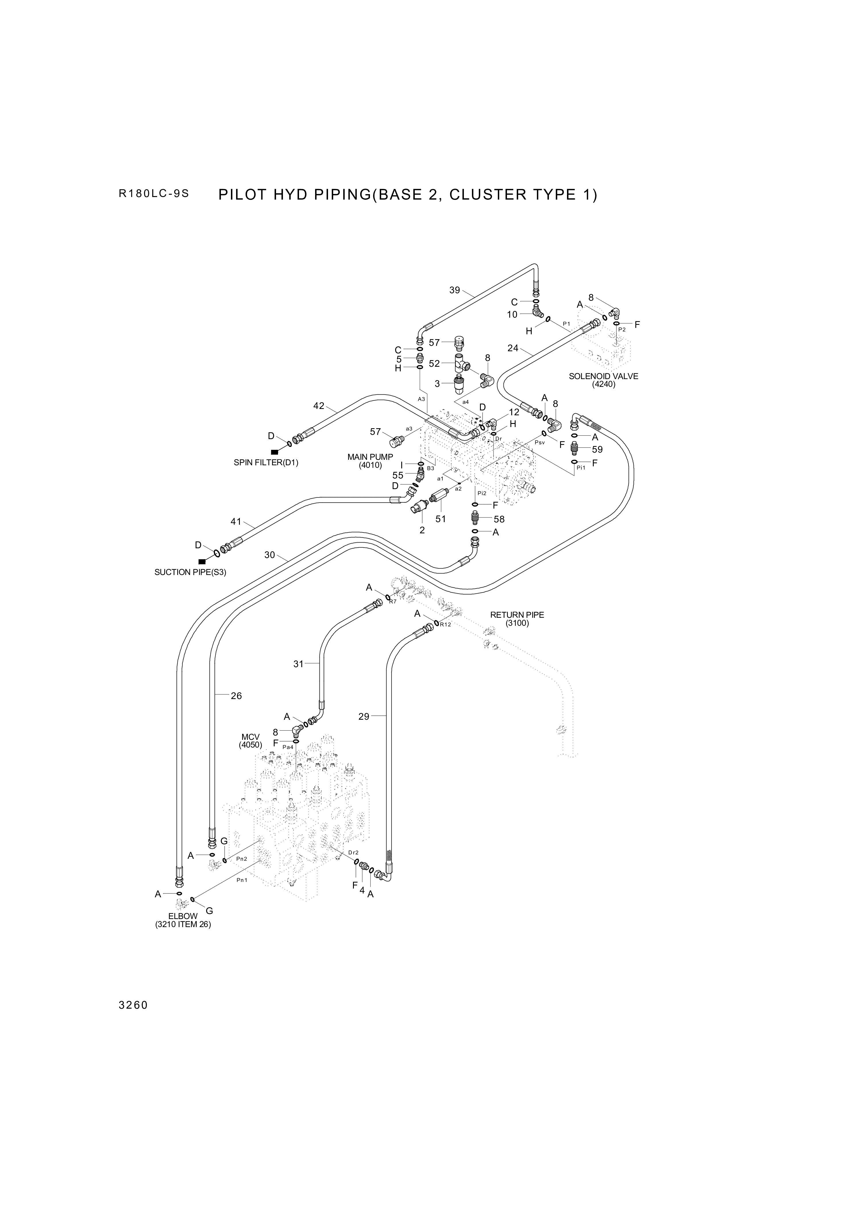 Technical drawing of Hyundai Construction Equipment P930-043044 HOSE ASSY-ORFS&amp;THD with dimensions and layout (figure 2)