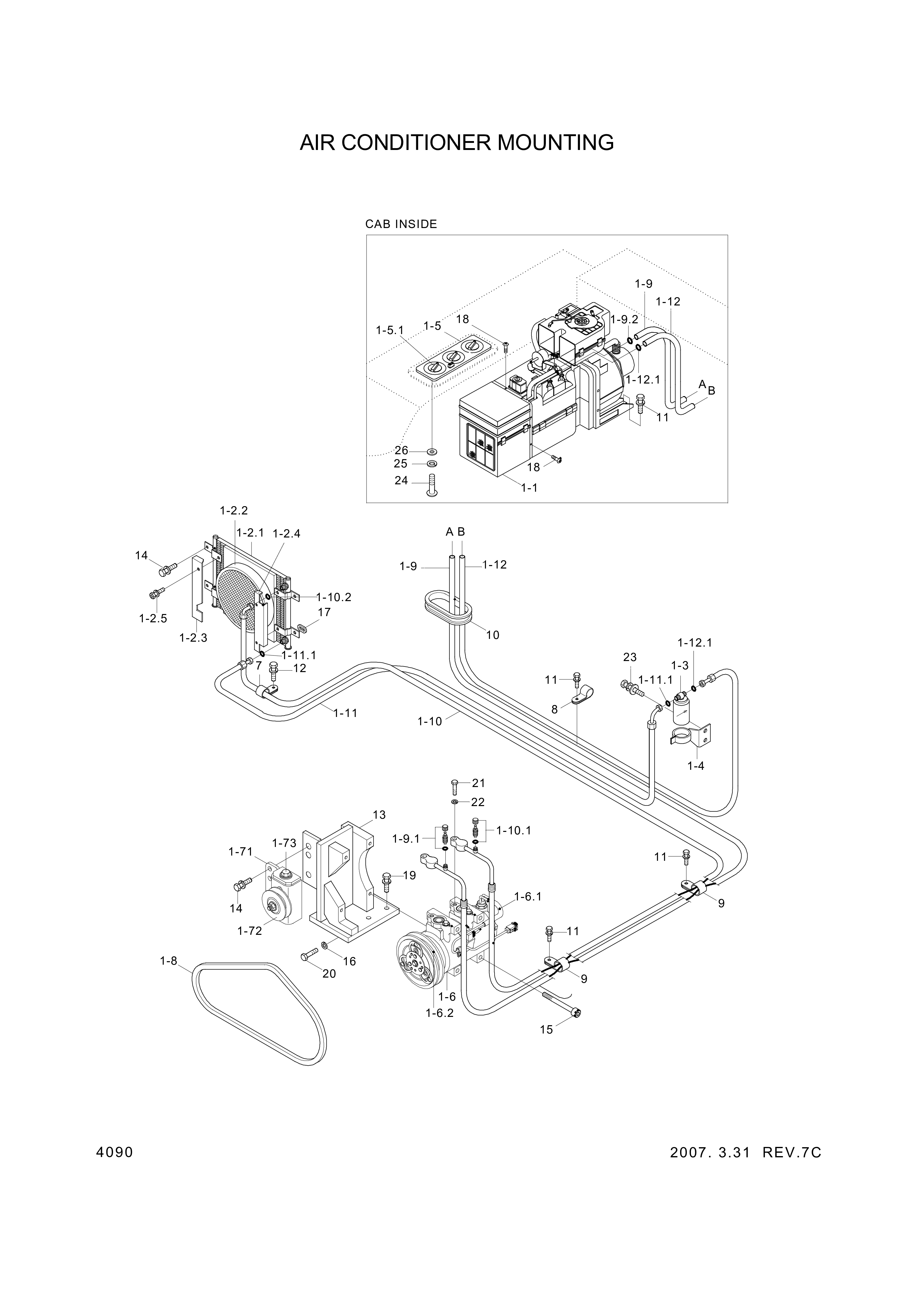 drawing for Hyundai Construction Equipment 11L7-90331 - AIRCON ASSY