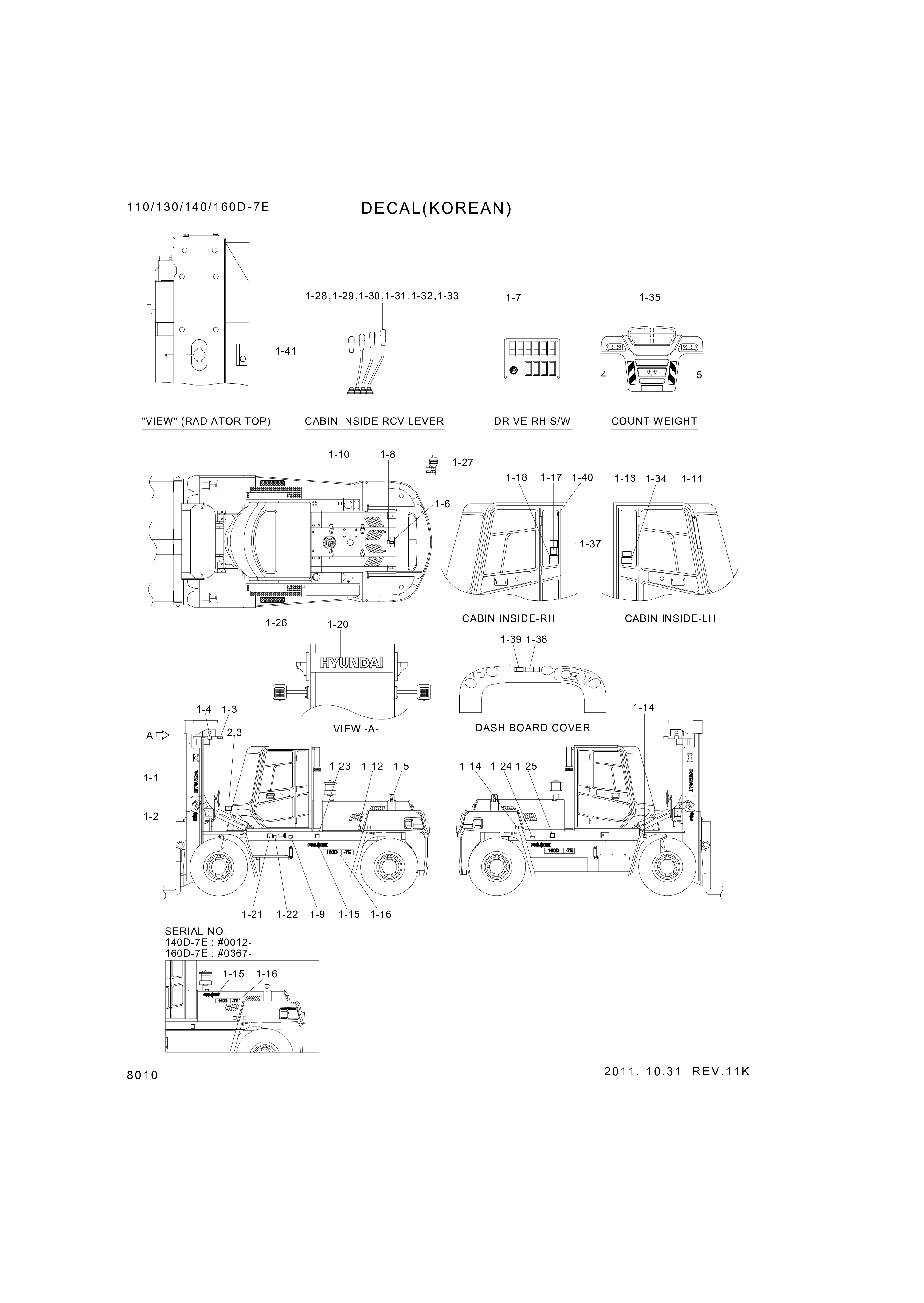 drawing for Hyundai Construction Equipment 93FT-40710 - DECAL-TILT